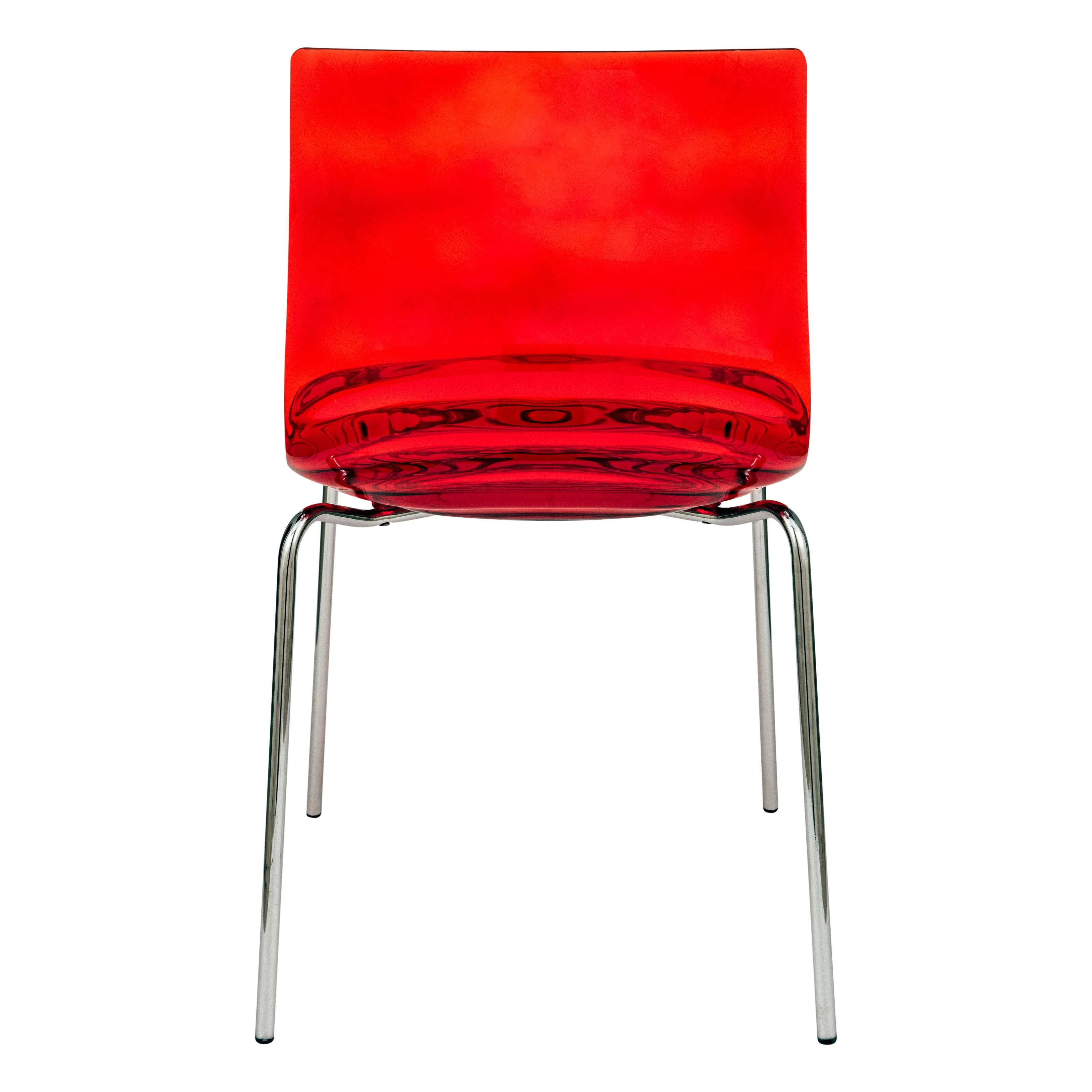 Astor Water Ripple Design Dining Chair in Black Base Trans Red Seat