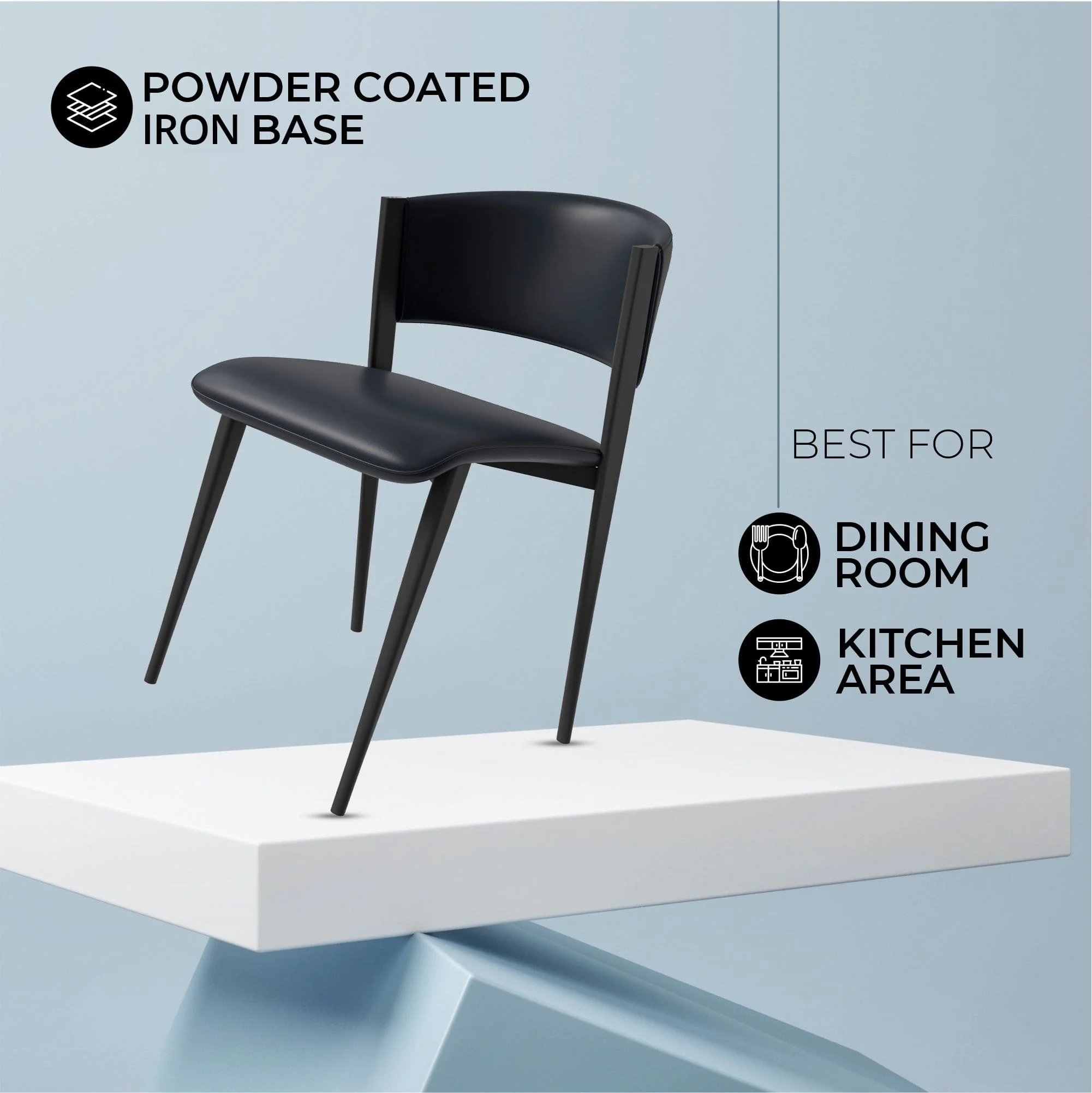 Aspen Collection Modern Dining Chair Black Frame in Black Set of 2
