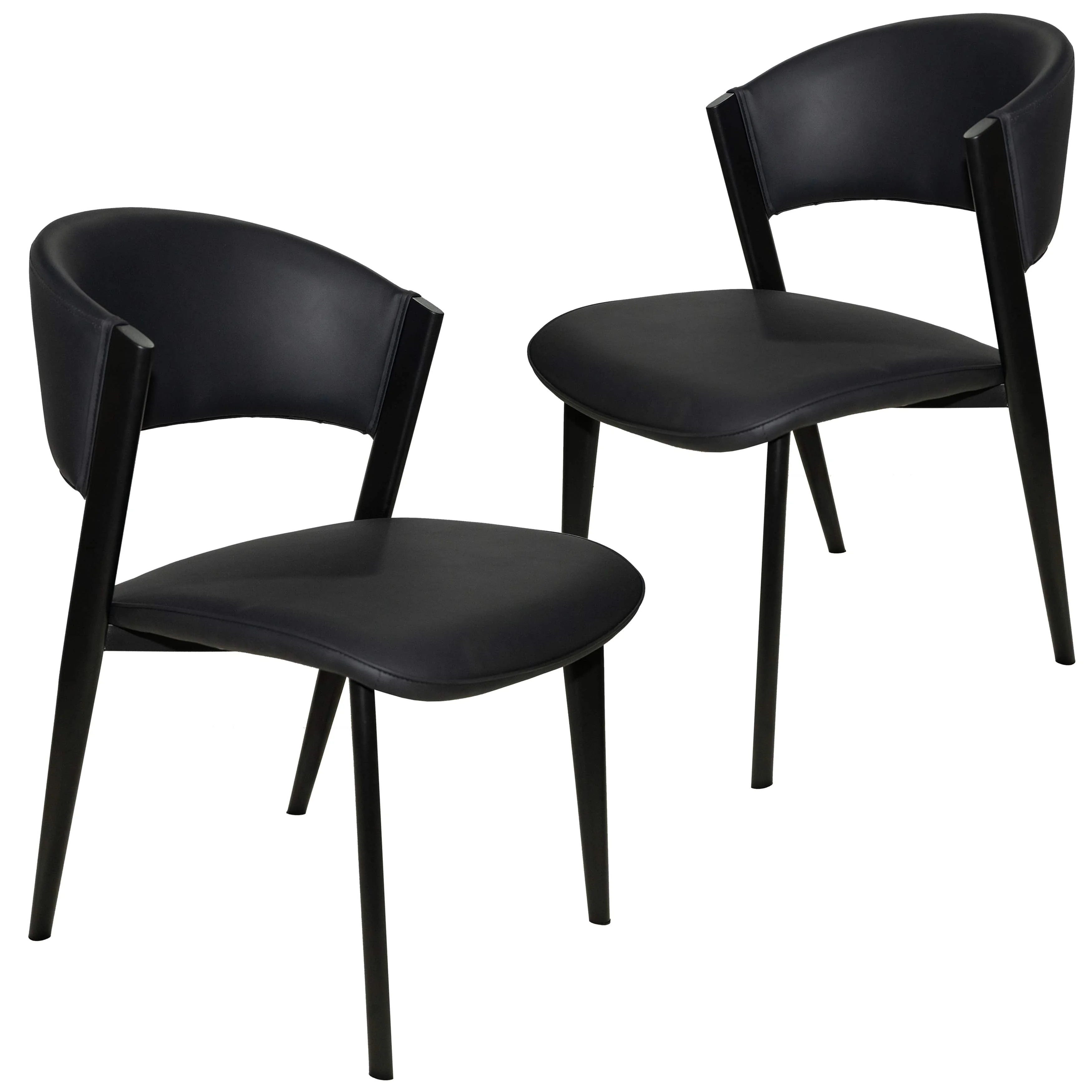 Aspen Collection Modern Dining Chair Black Frame in Black Set of 2