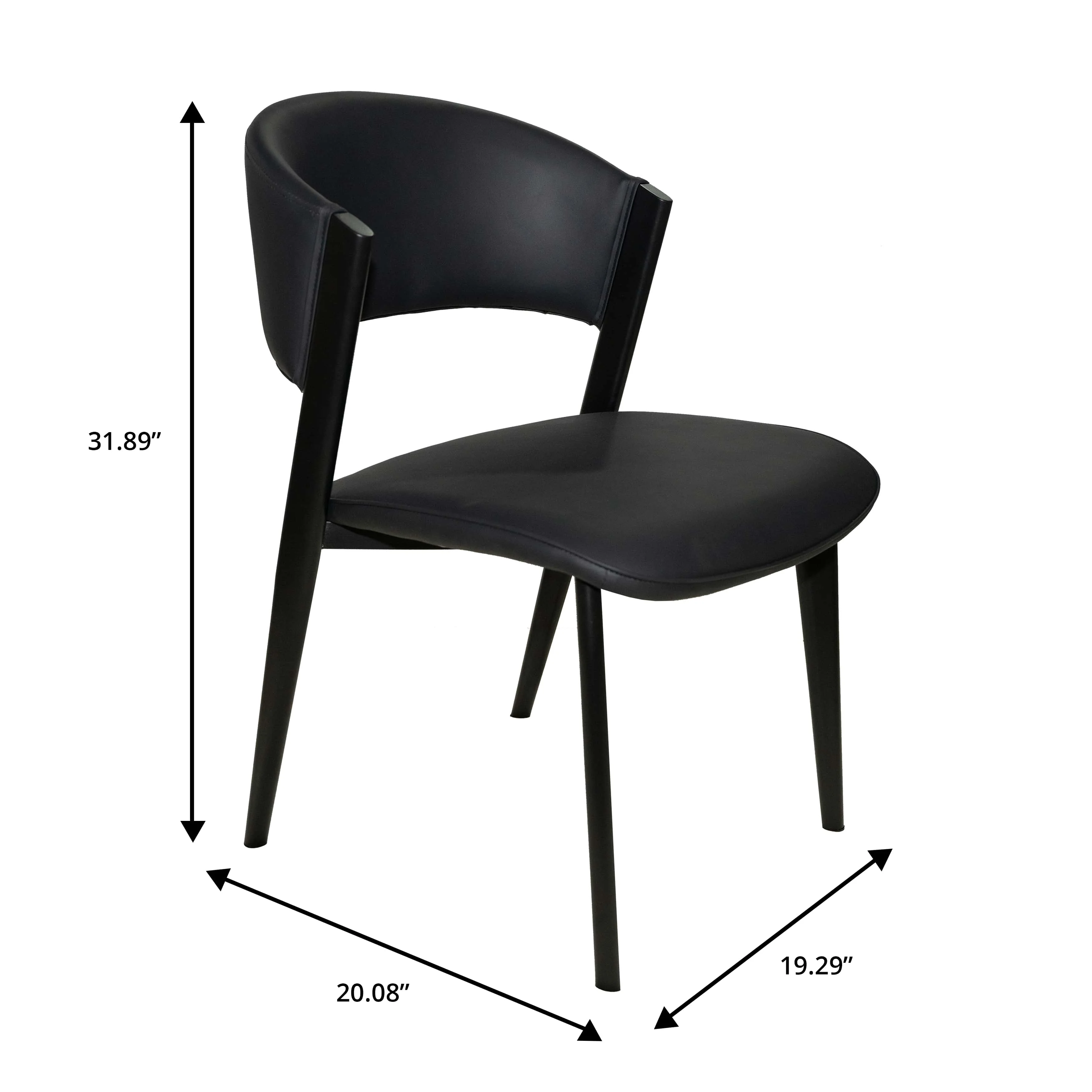 Aspen Collection Modern Dining Chair Black Frame in Black Set of 4
