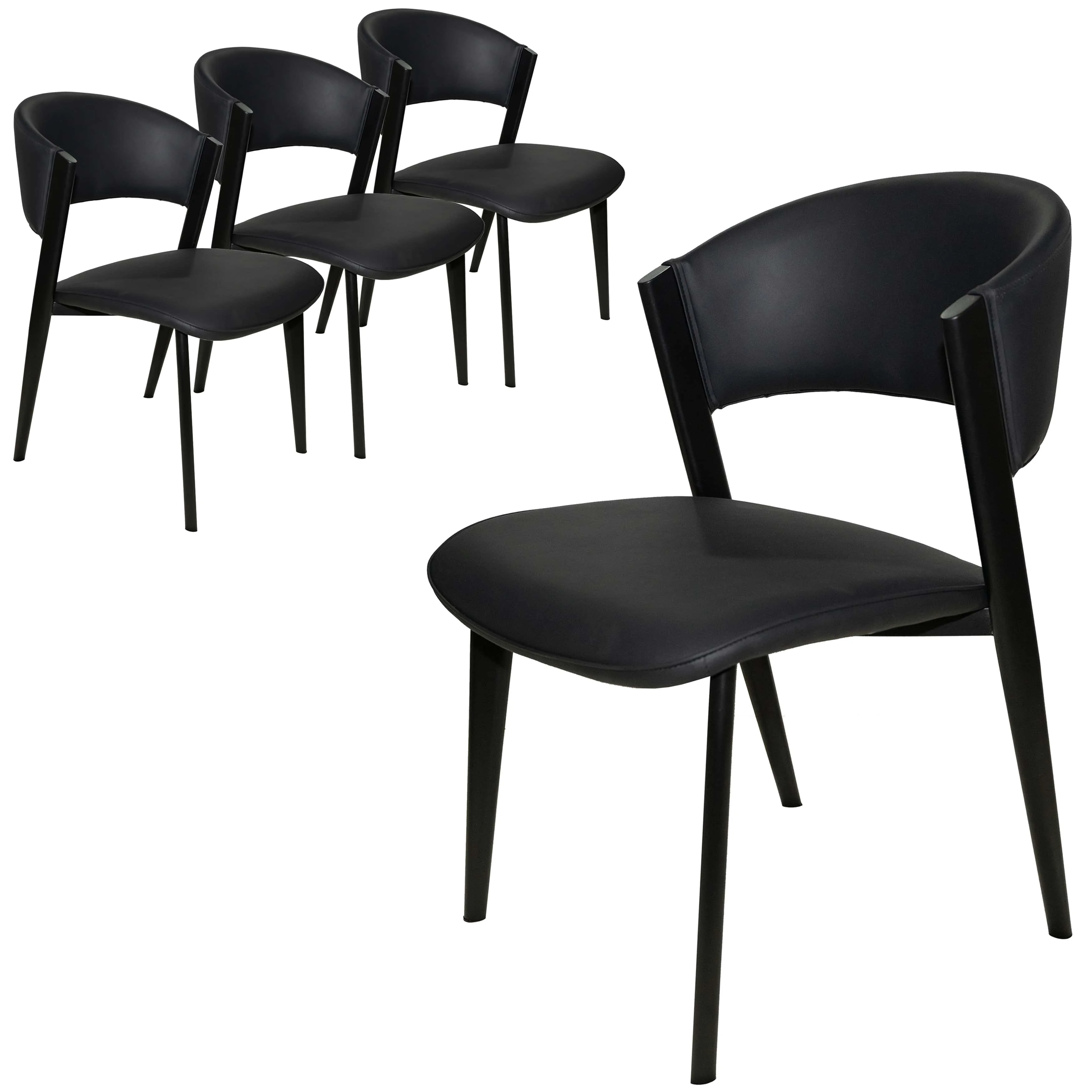 Aspen Collection Modern Dining Chair Black Frame in Black Set of 4