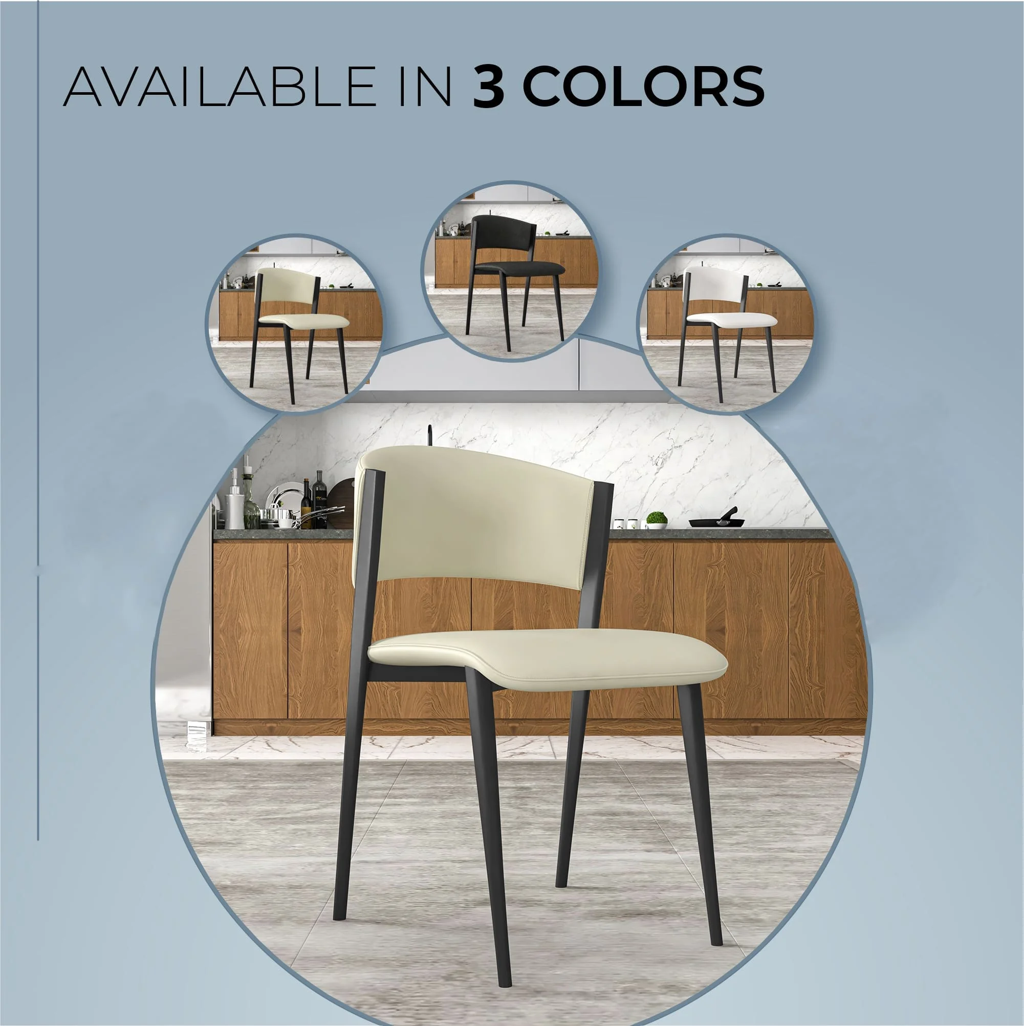 Aspen Collection Modern Dining Chair Black Frame in Light Grey Set of 2