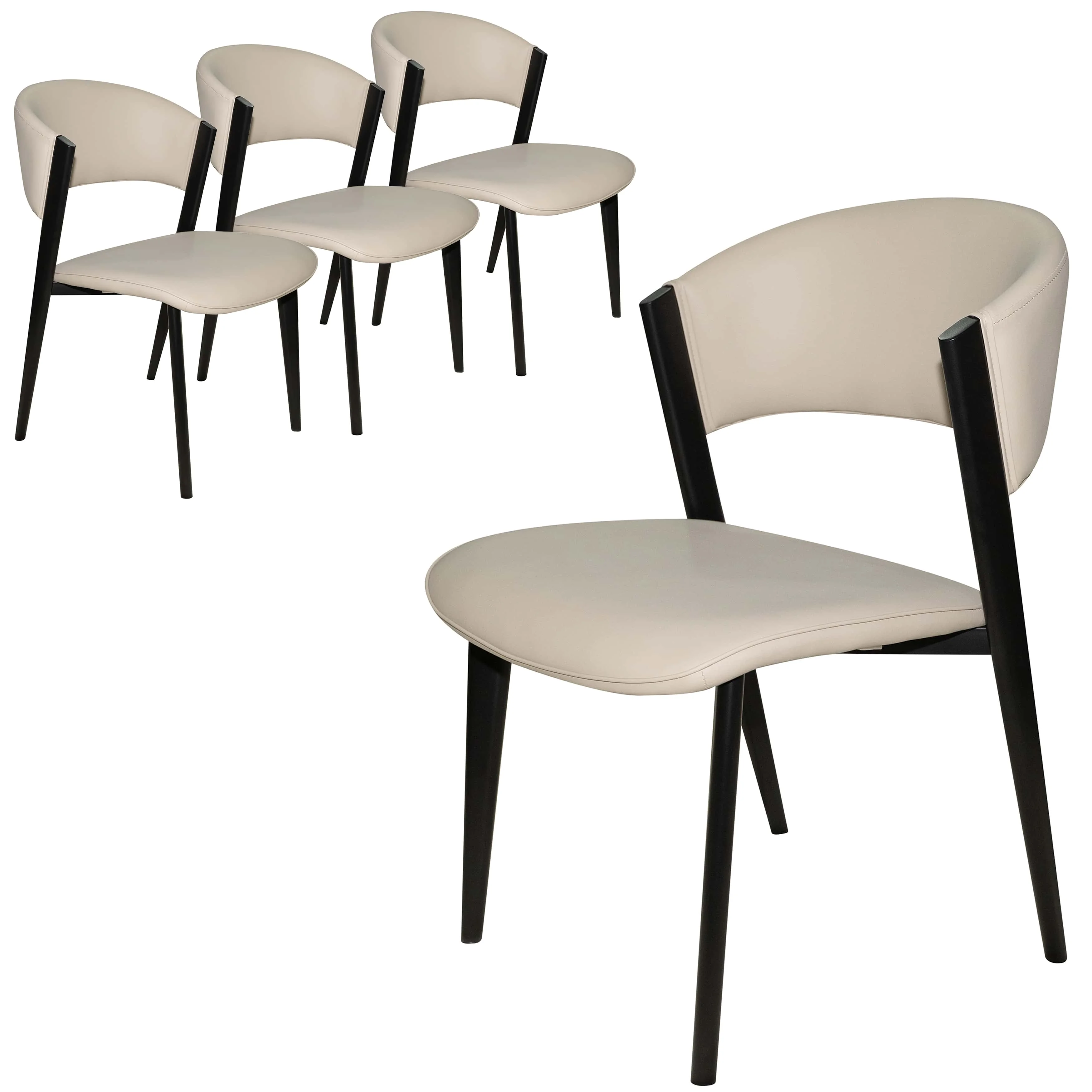 Aspen Collection Modern Dining Chair Black Frame in Light Grey Set of 4