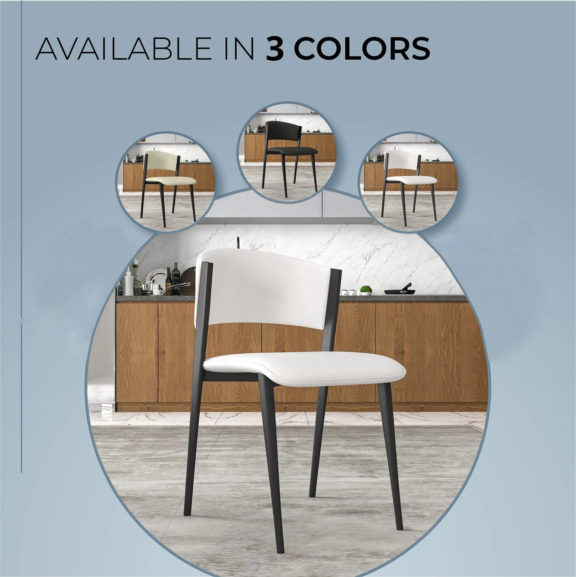 Aspen Collection Modern Dining Chair Black Frame in White