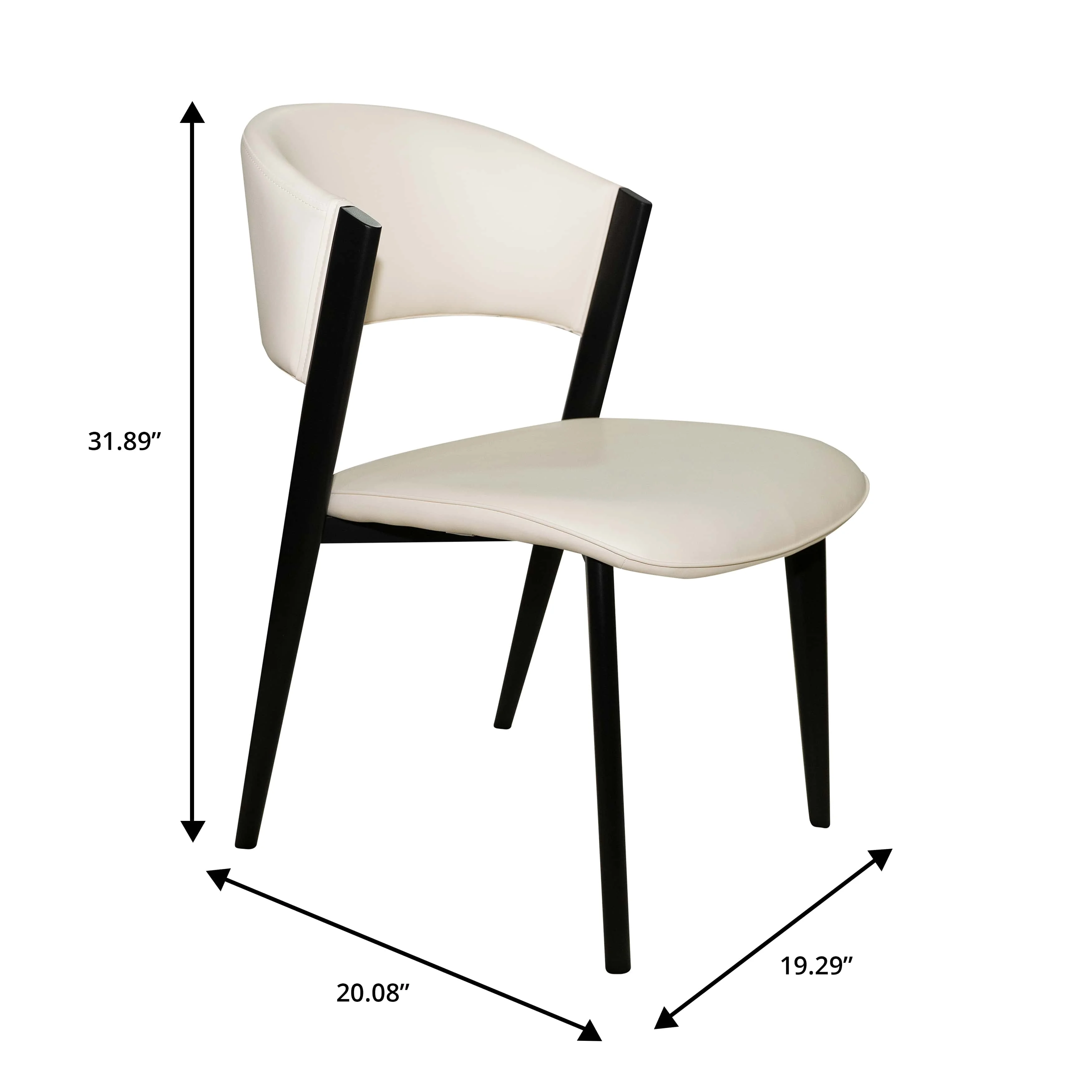 Aspen Collection Modern Dining Chair Black Frame in White Set of 2
