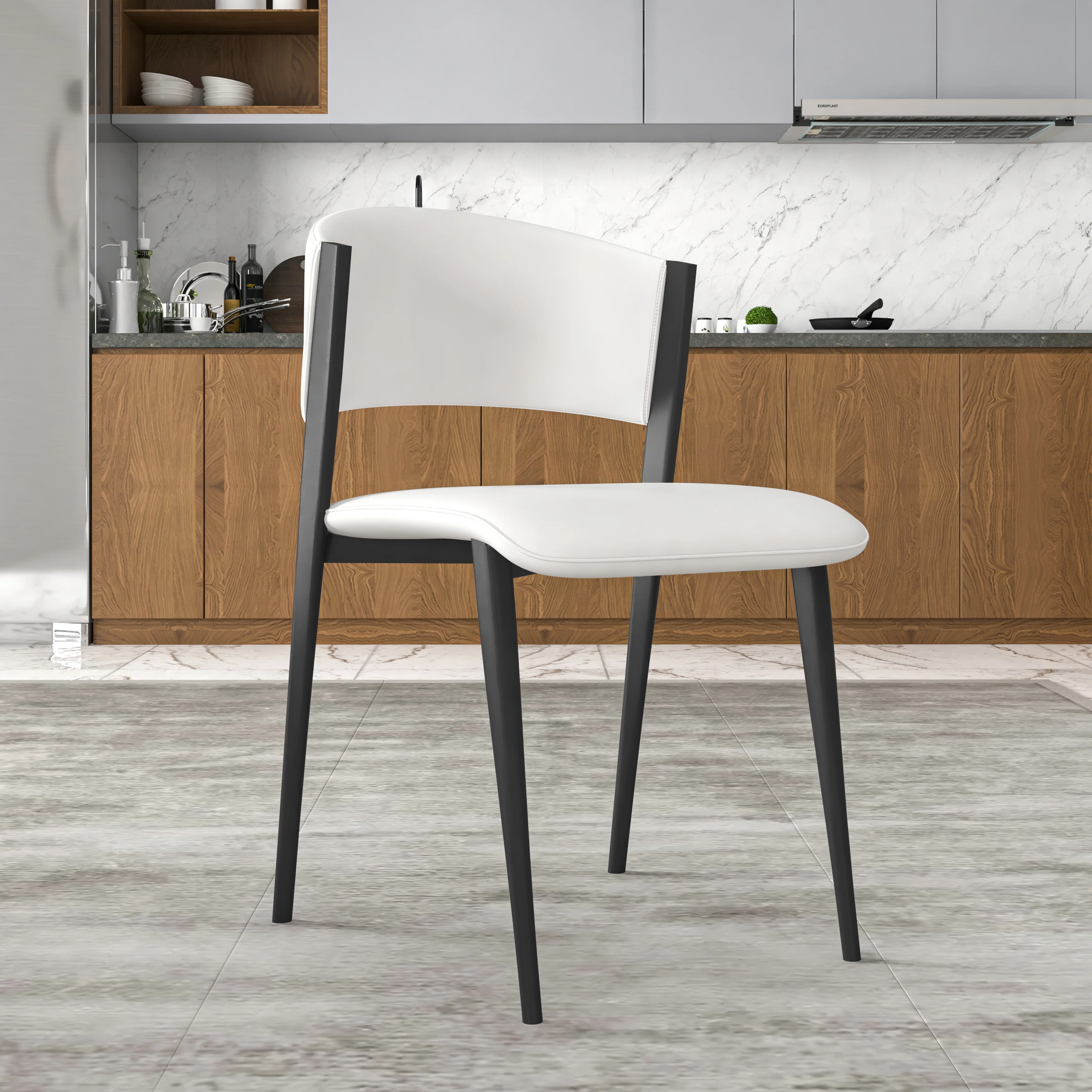 Aspen Collection Modern Dining Chair Black Frame in White Set of 2