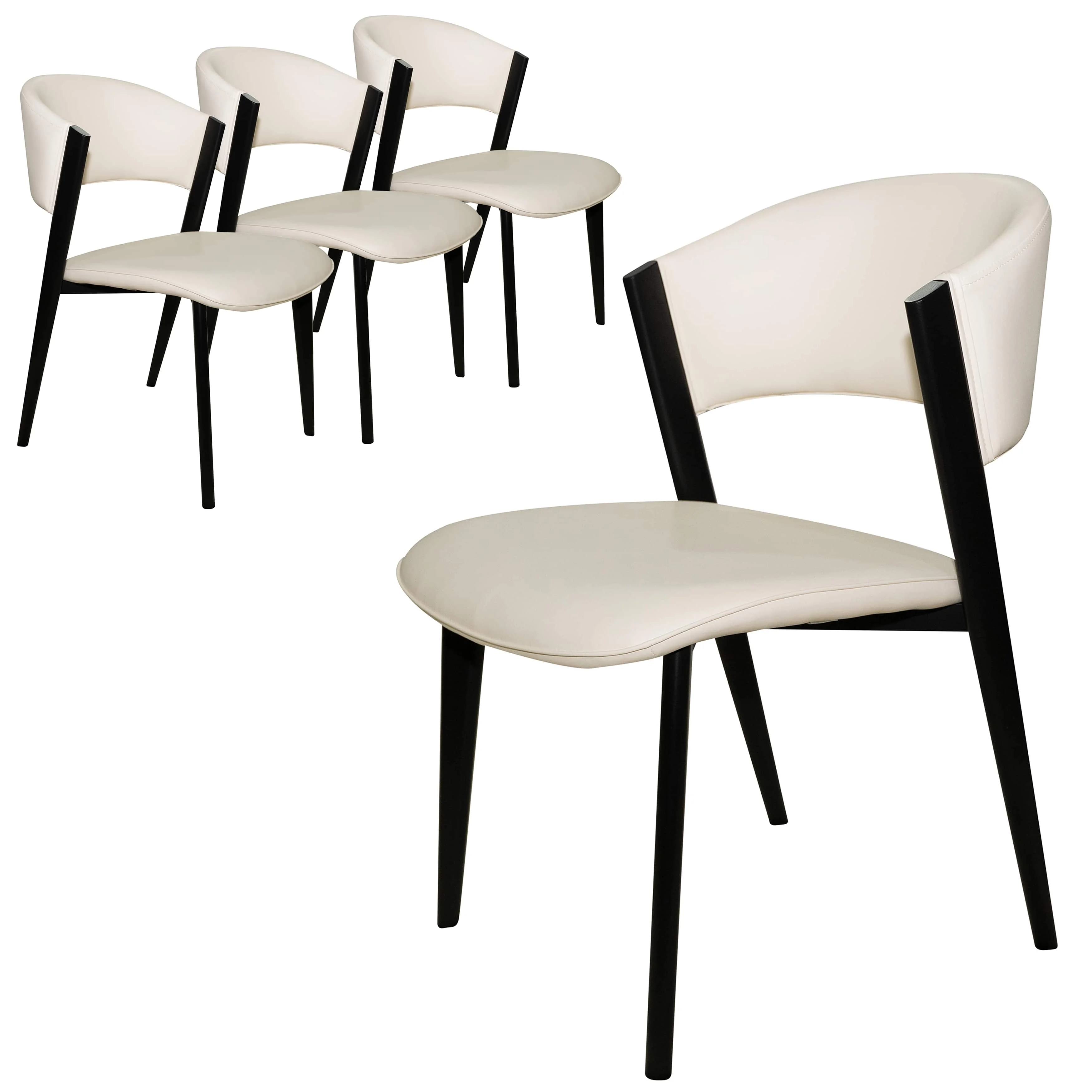 Aspen Collection Modern Dining Chair Black Frame in White Set of 4