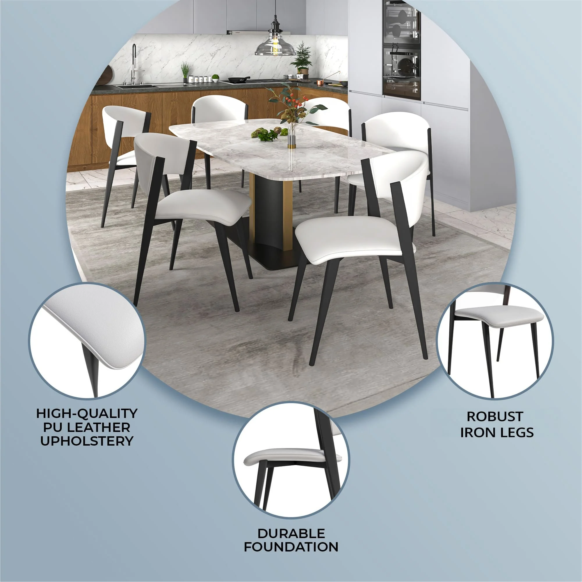 Aspen Collection Modern Dining Chair Black Frame in White Set of 4
