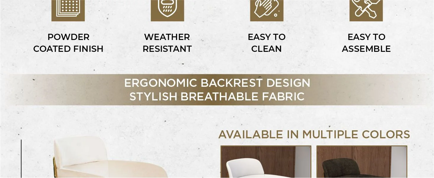 Axis Collection Modern Gold Dining Chair in Beige