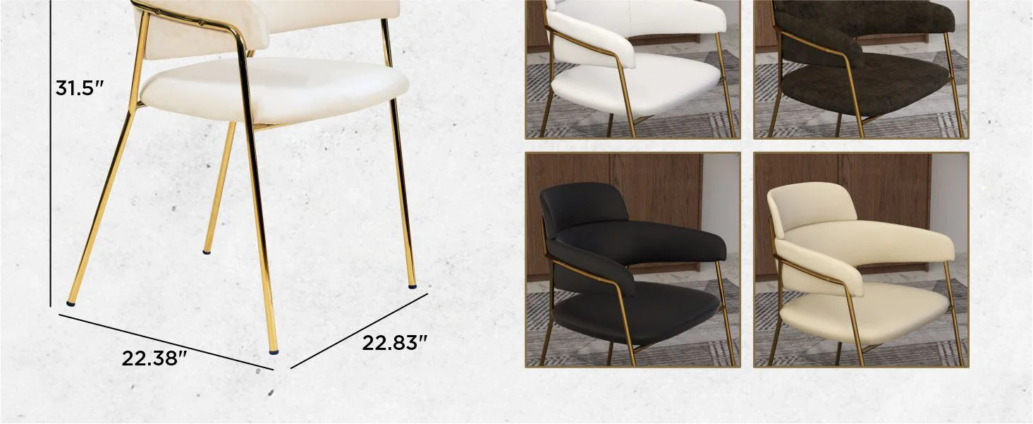 Axis Collection Modern Gold Dining Chair in Beige