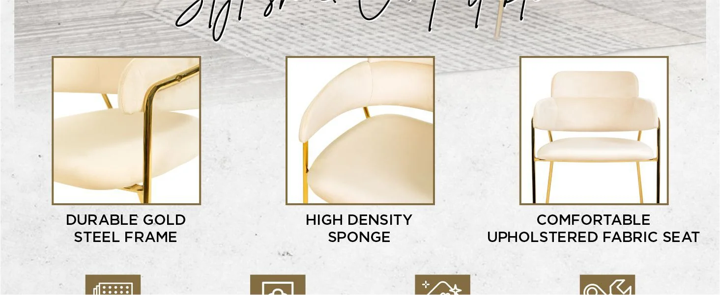 Axis Collection Modern Gold Dining Chair in Beige