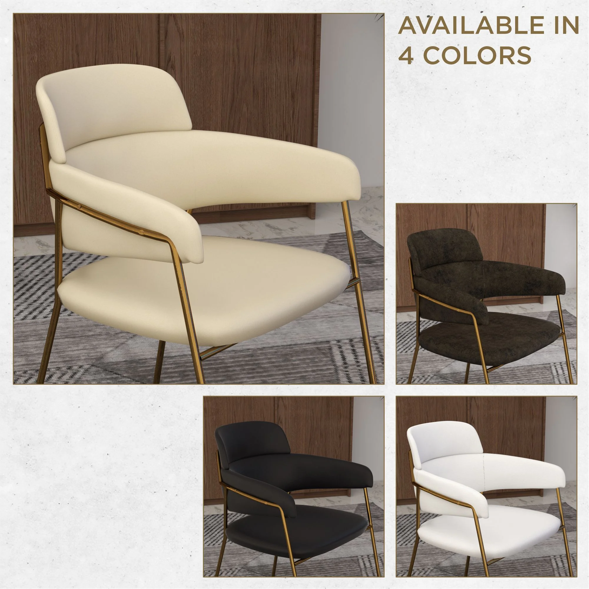 Axis Collection Modern Gold Dining Chair in Beige