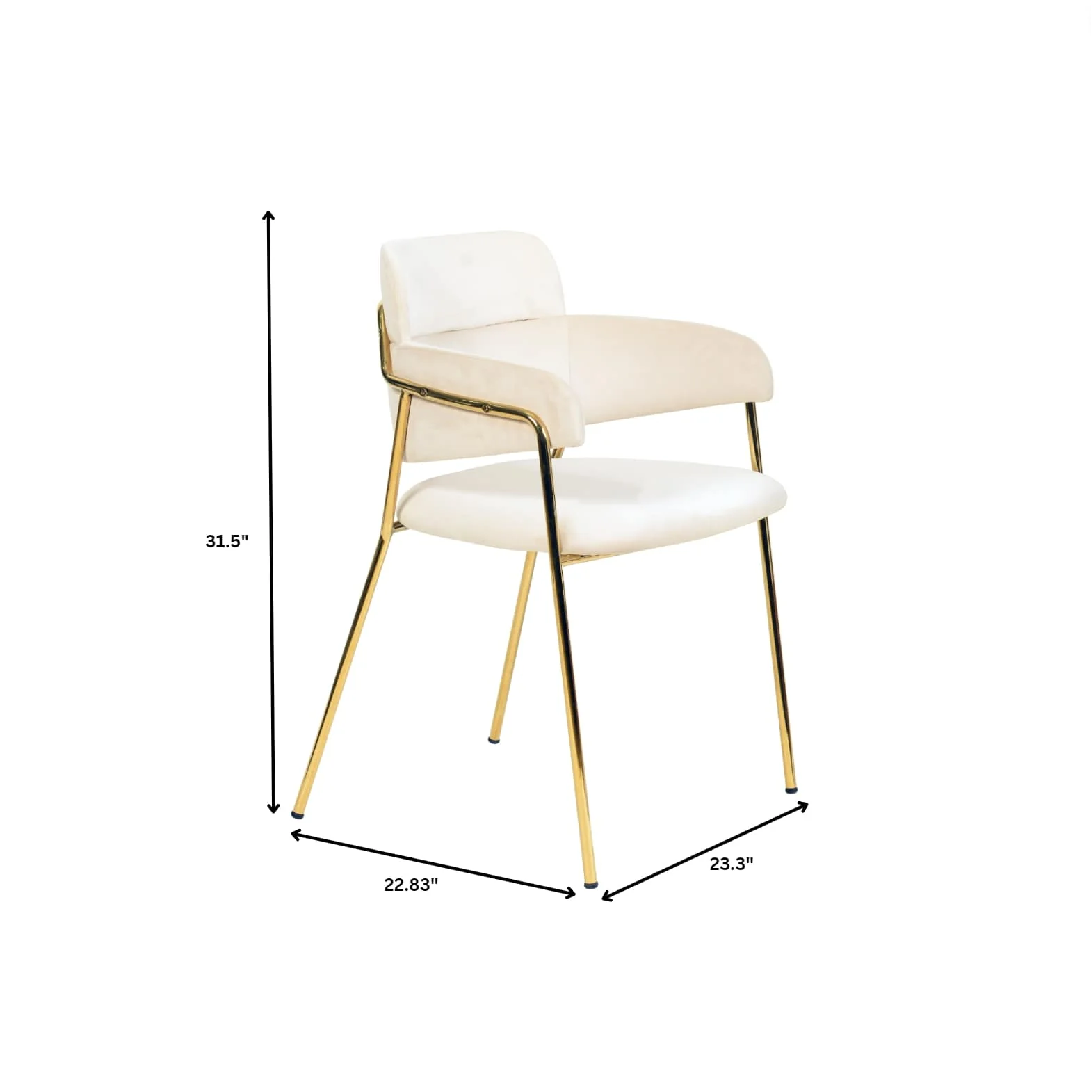 Axis Collection Modern Gold Dining Chair in Beige - Set of 2