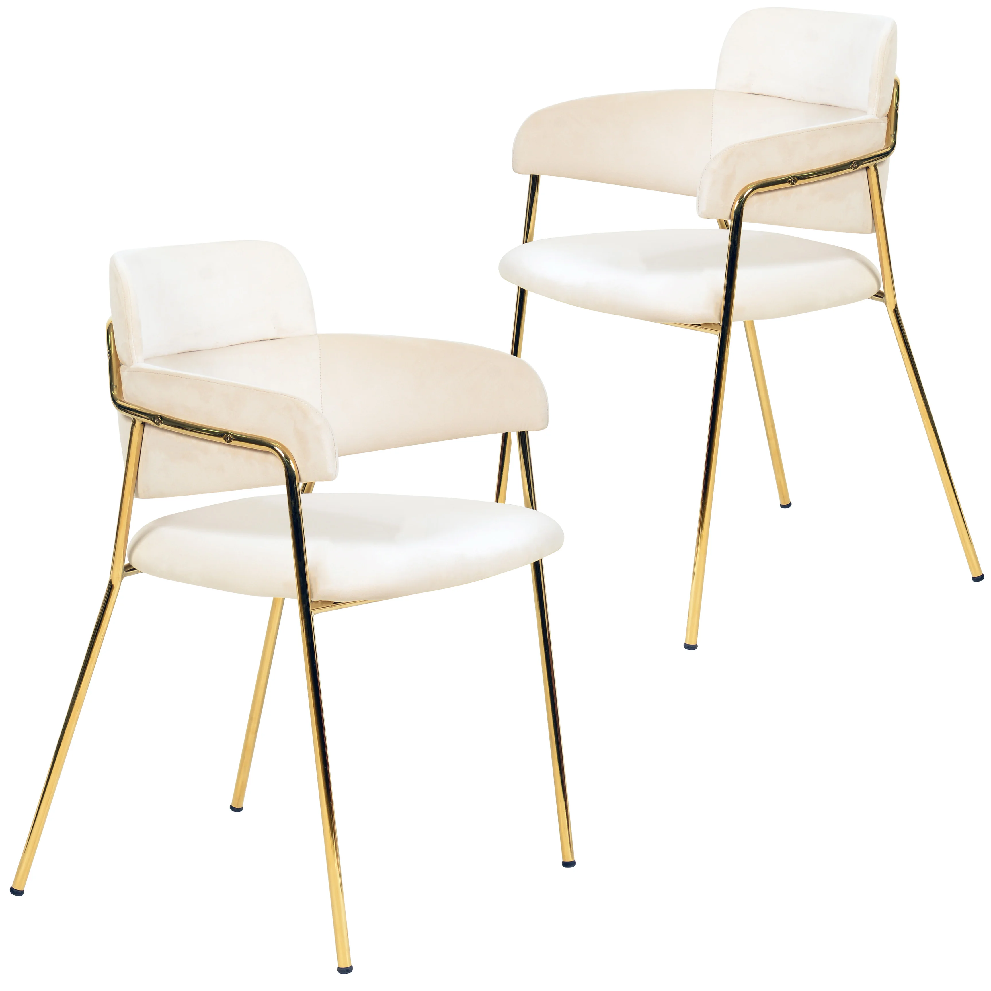 Axis Collection Modern Gold Dining Chair in Beige - Set of 2