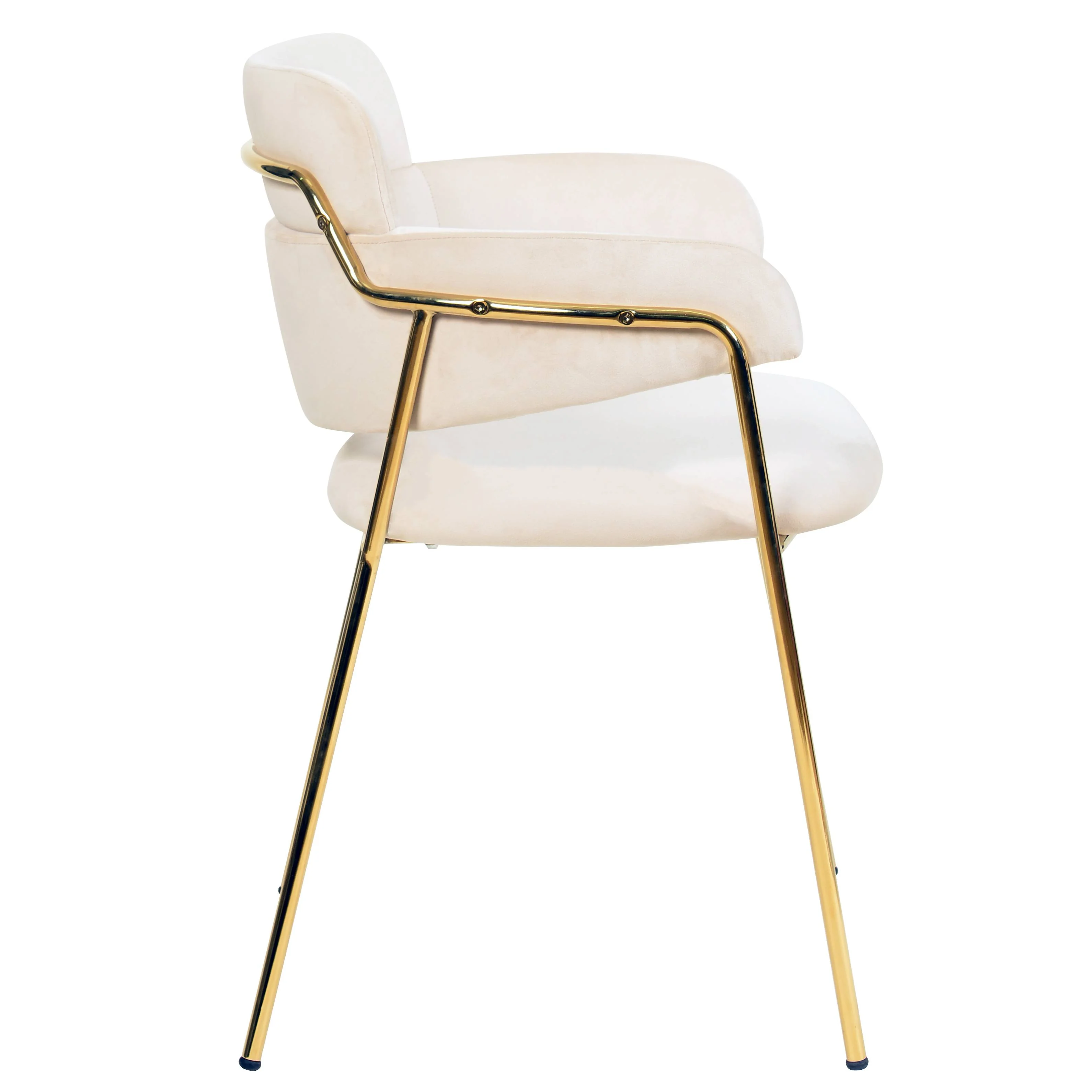 Axis Collection Modern Gold Dining Chair in Beige - Set of 4