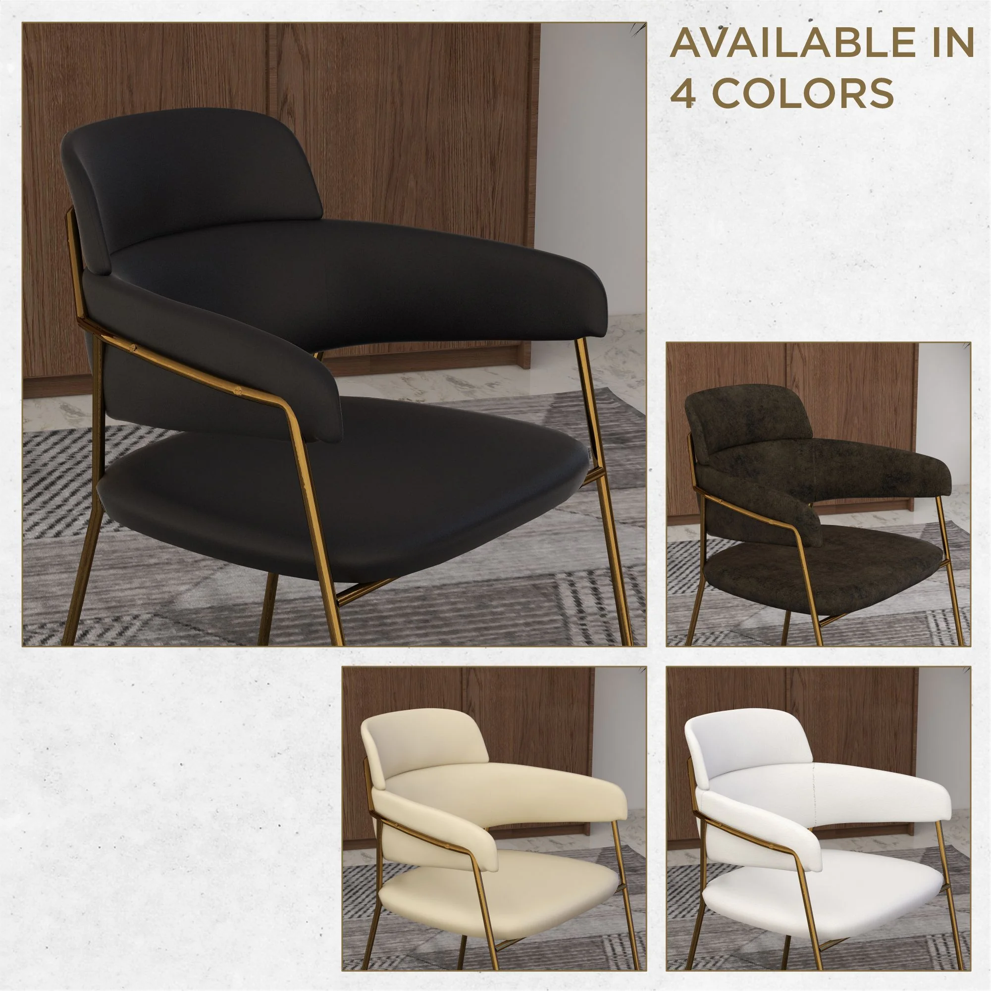 Axis Collection Modern Gold Dining Chair in Black