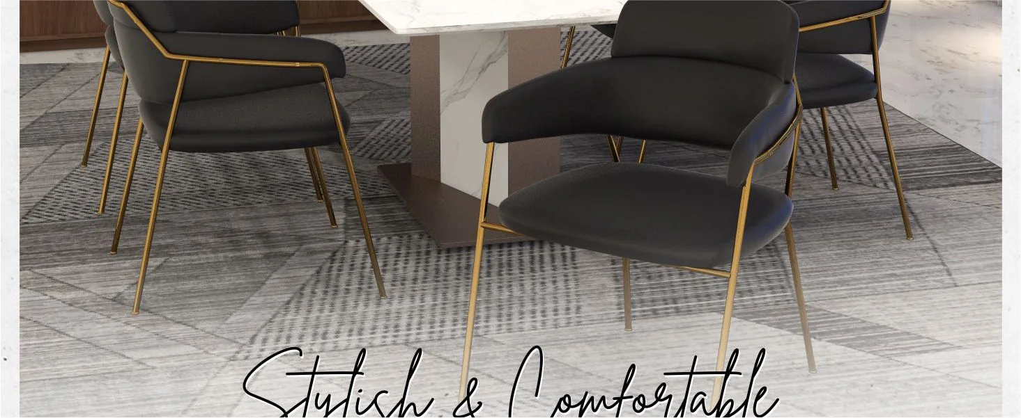 Axis Collection Modern Gold Dining Chair in Black