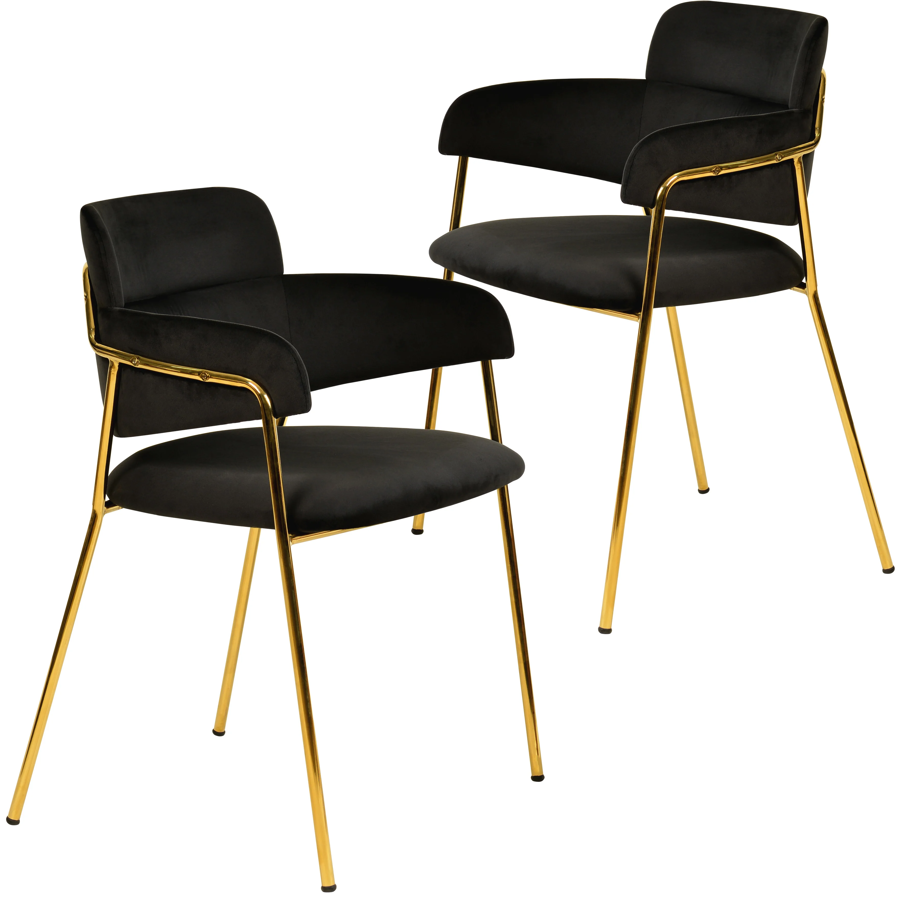 Axis Collection Modern Gold Dining Chair in Black - Set of 2
