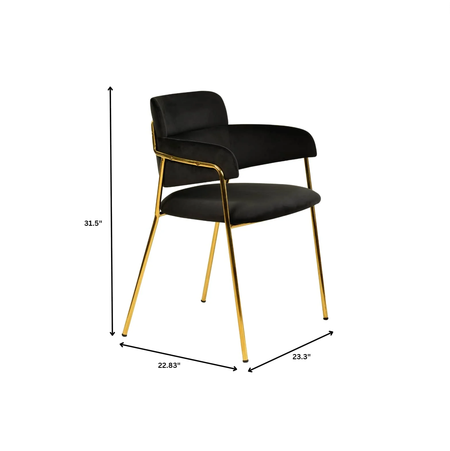 Axis Collection Modern Gold Dining Chair in Black - Set of 2