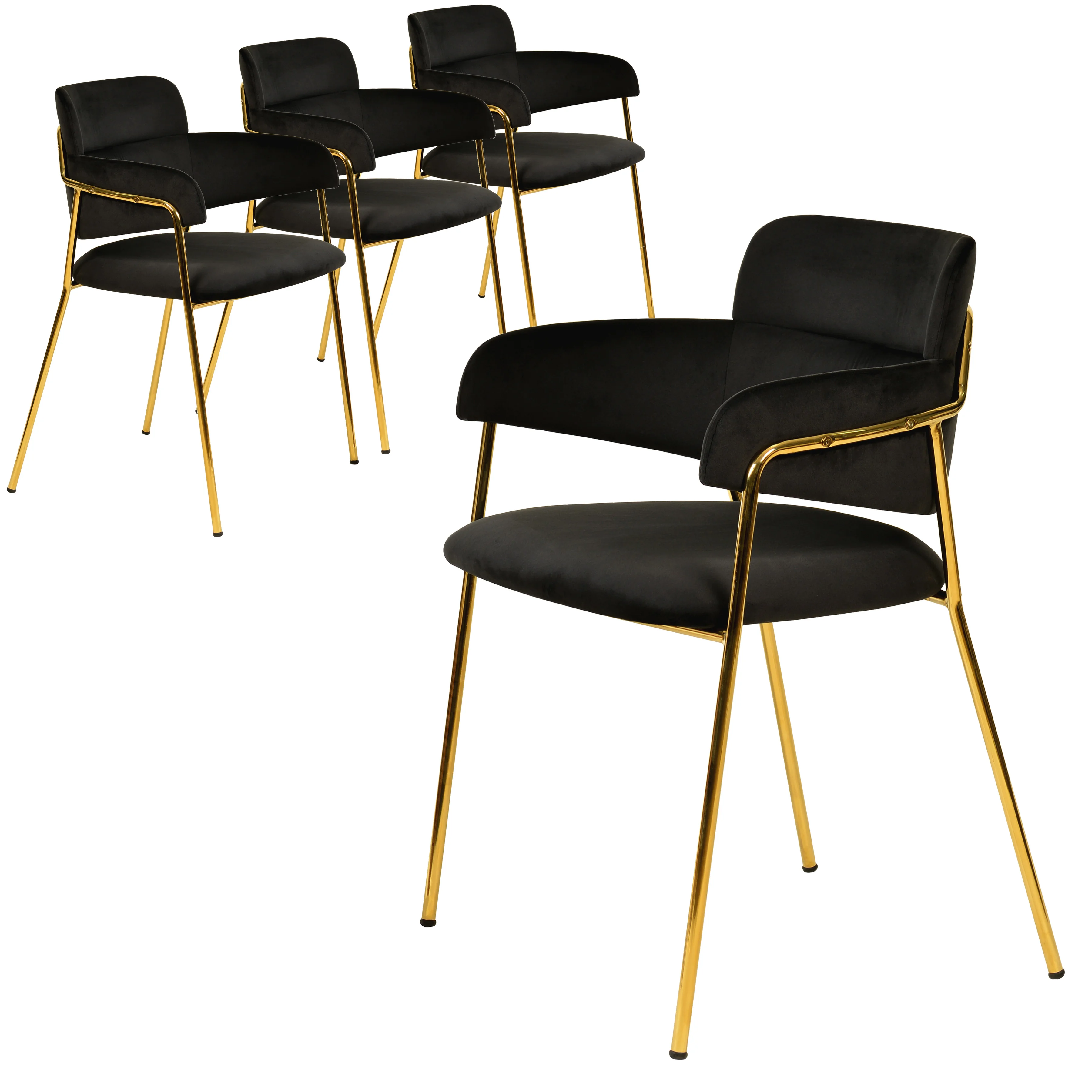 Axis Collection Modern Gold Dining Chair in Black - Set of 4