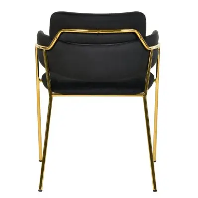Axis Collection Modern Gold Dining Chair in Black - Set of 4