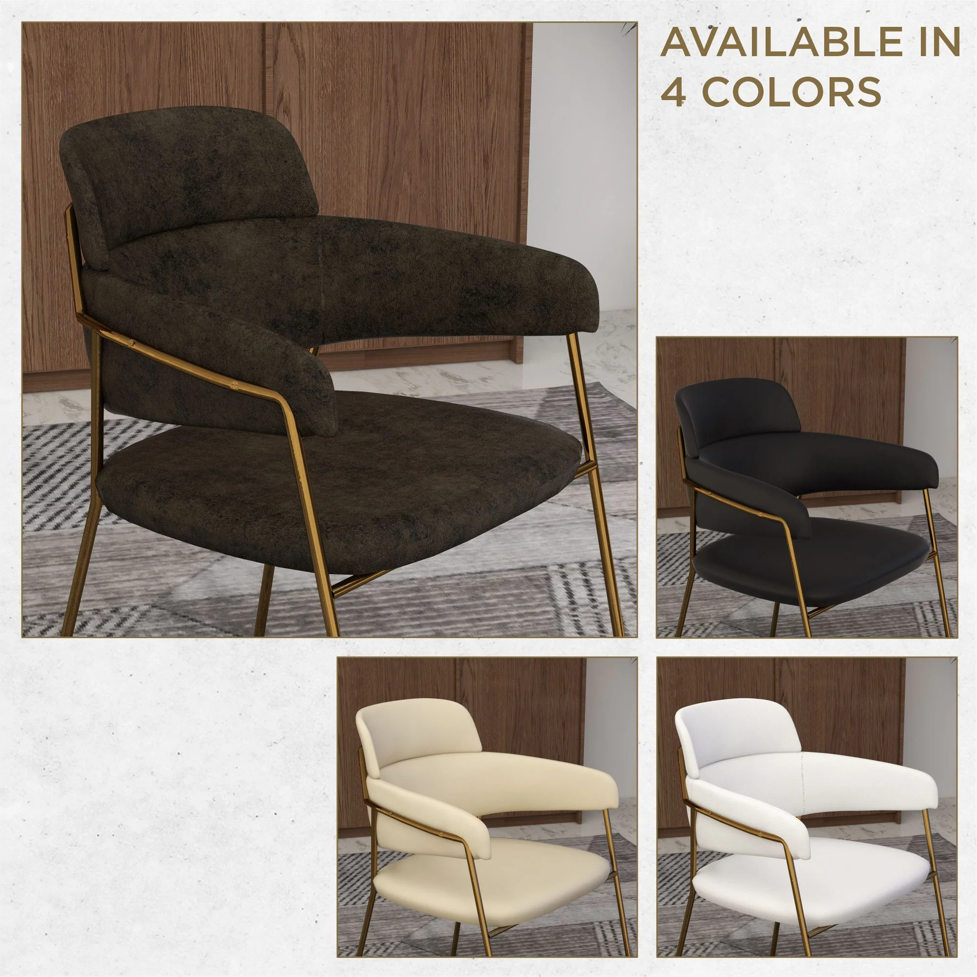 Axis Collection Modern Gold Dining Chair in Charcoal