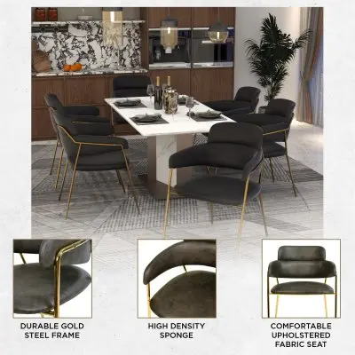 Axis Collection Modern Gold Dining Chair in Charcoal