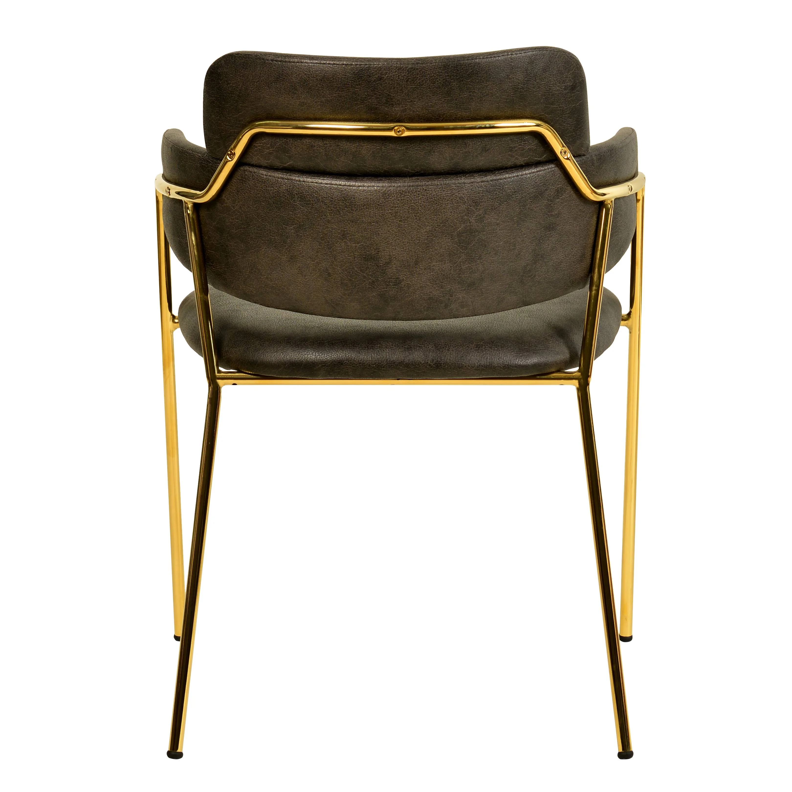 Axis Collection Modern Gold Dining Chair in Charcoal - Set of 2