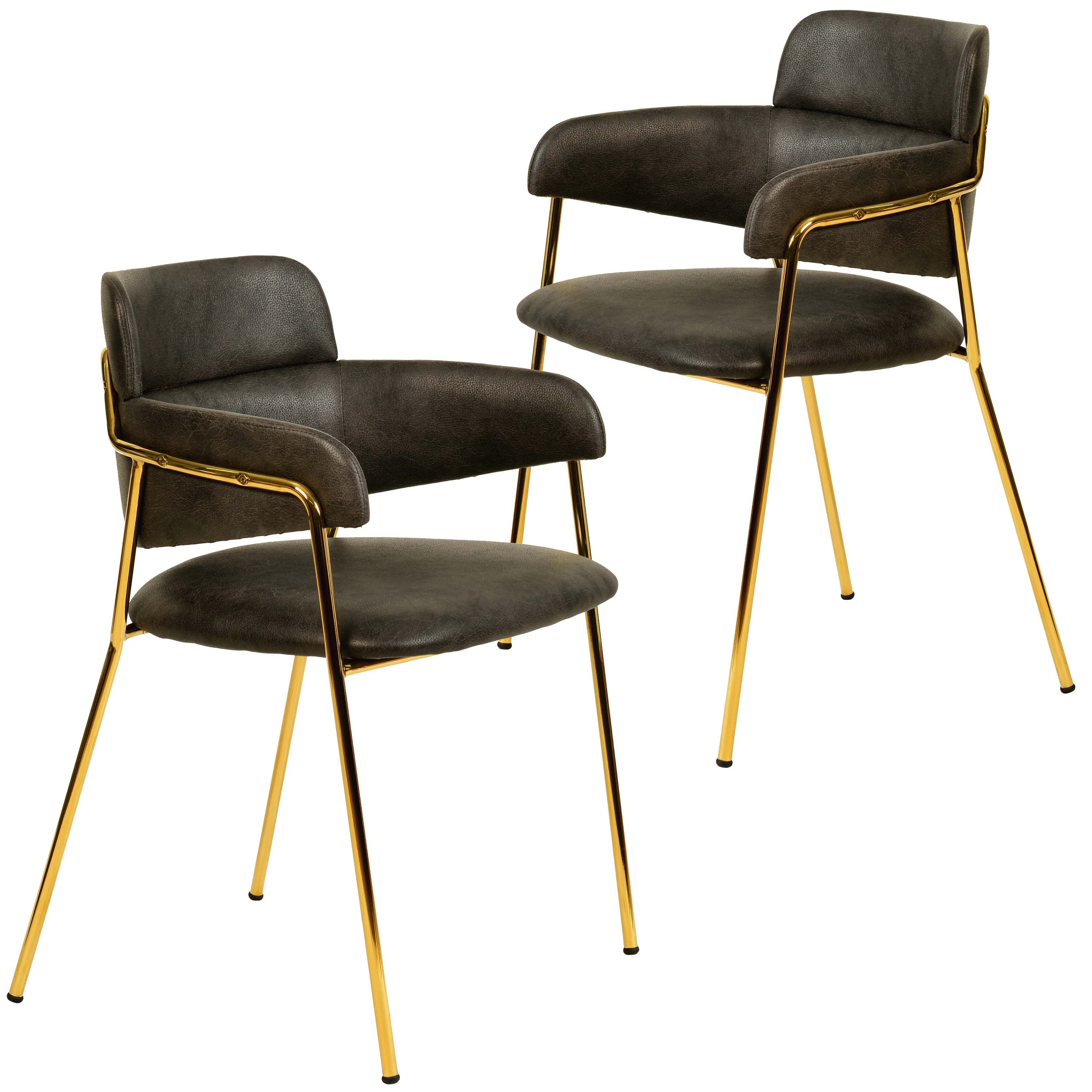 Axis Collection Modern Gold Dining Chair in Charcoal - Set of 2