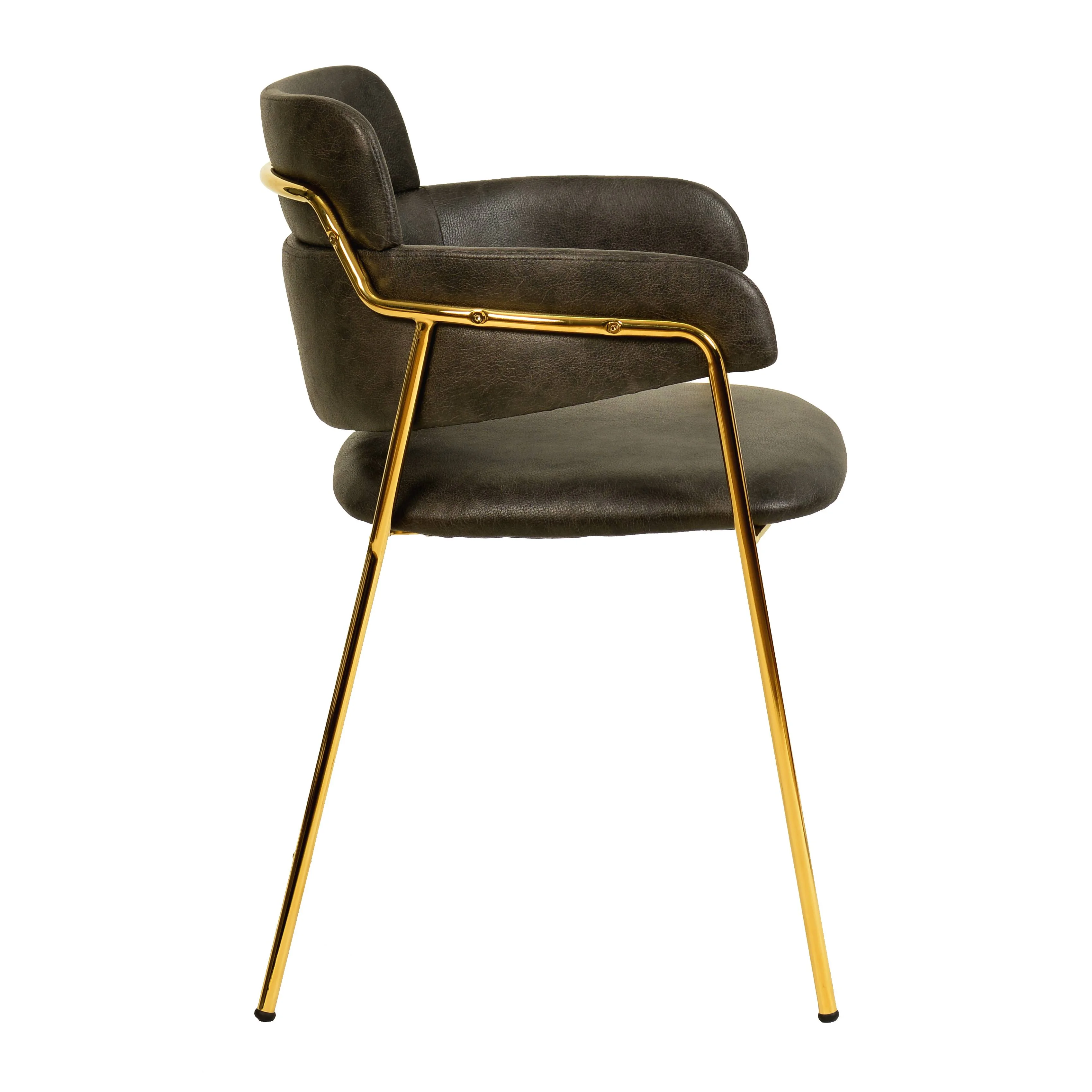 Axis Collection Modern Gold Dining Chair in Charcoal - Set of 2