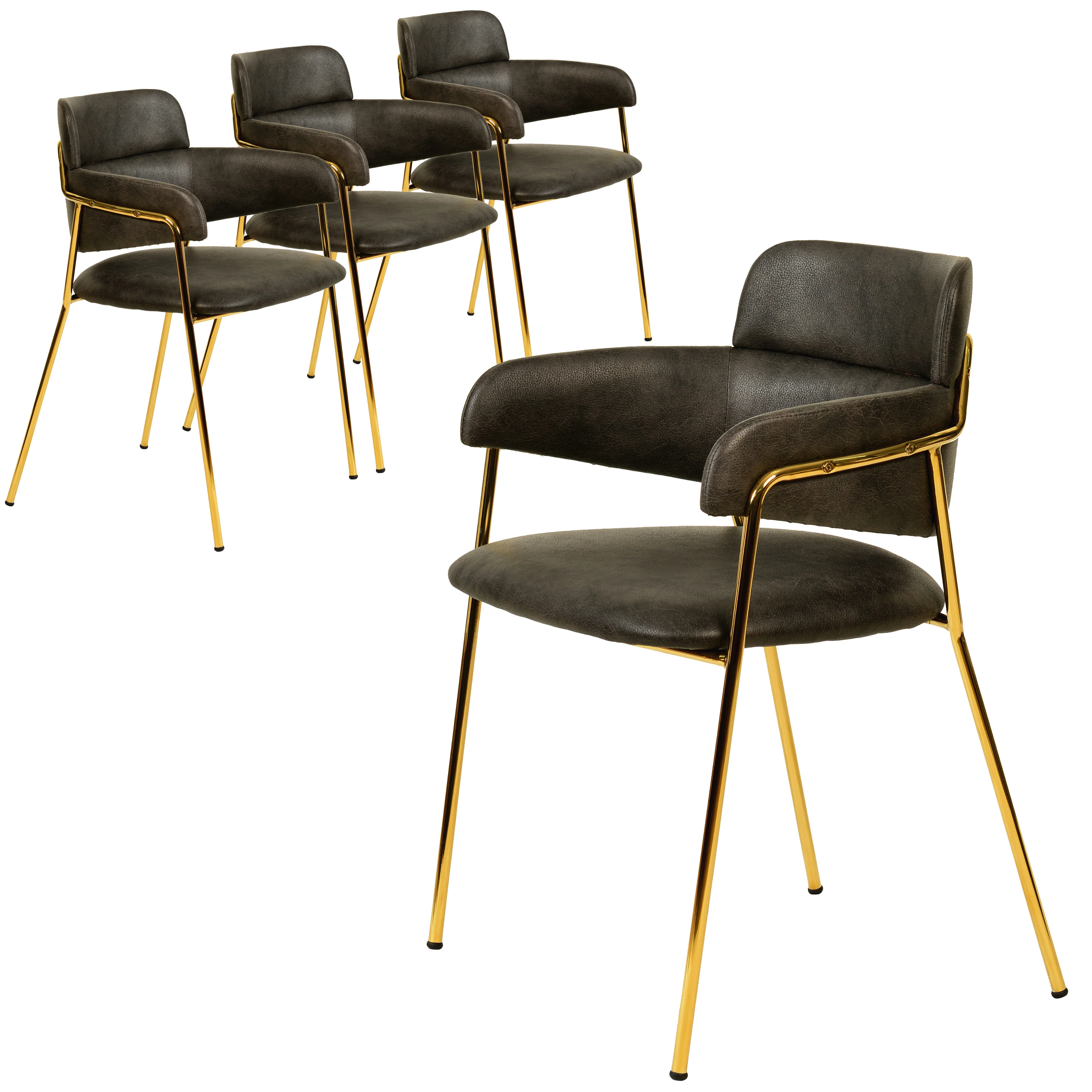Axis Collection Modern Gold Dining Chair in Charcoal - Set of 4