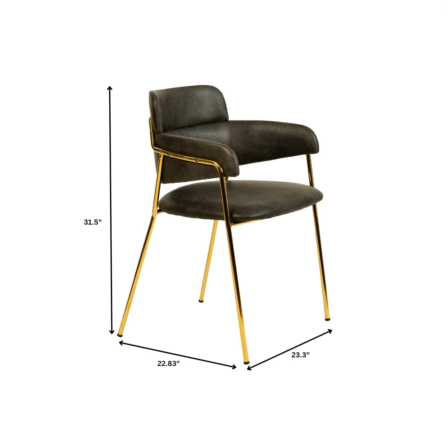 Axis Collection Modern Gold Dining Chair in Charcoal - Set of 4
