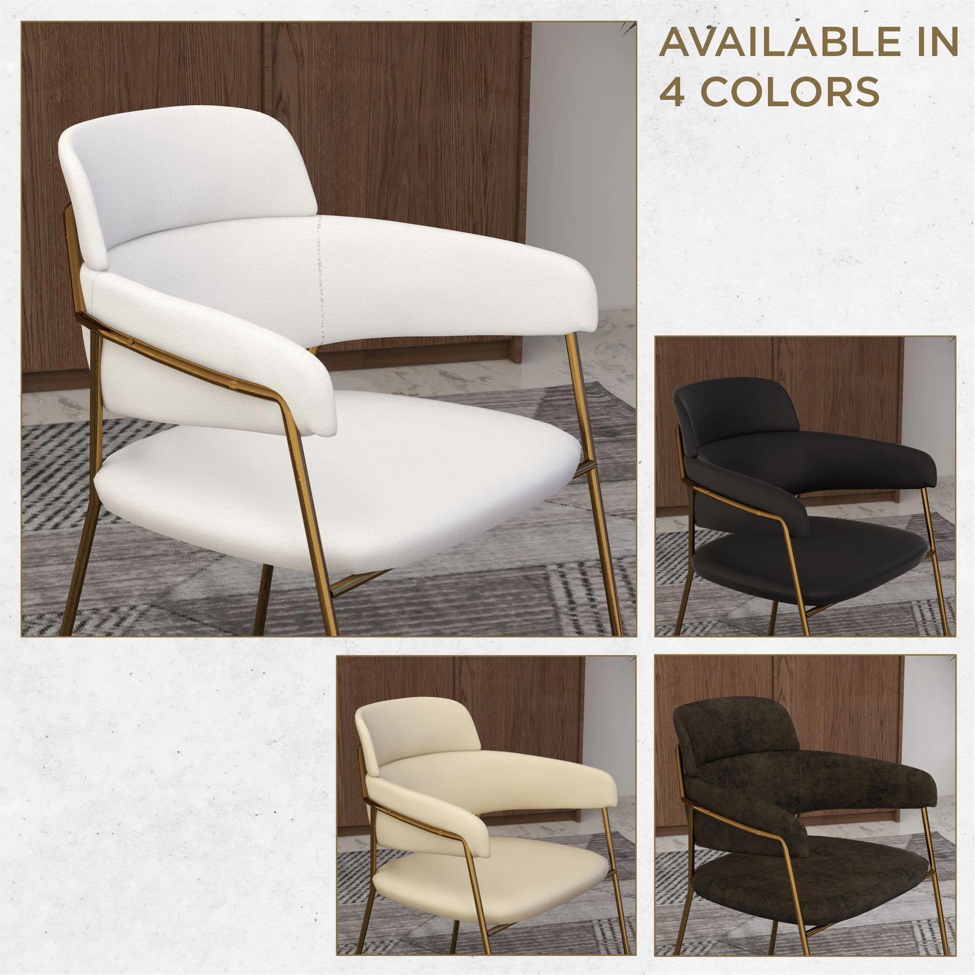 Axis Collection Modern Gold Dining Chair in White