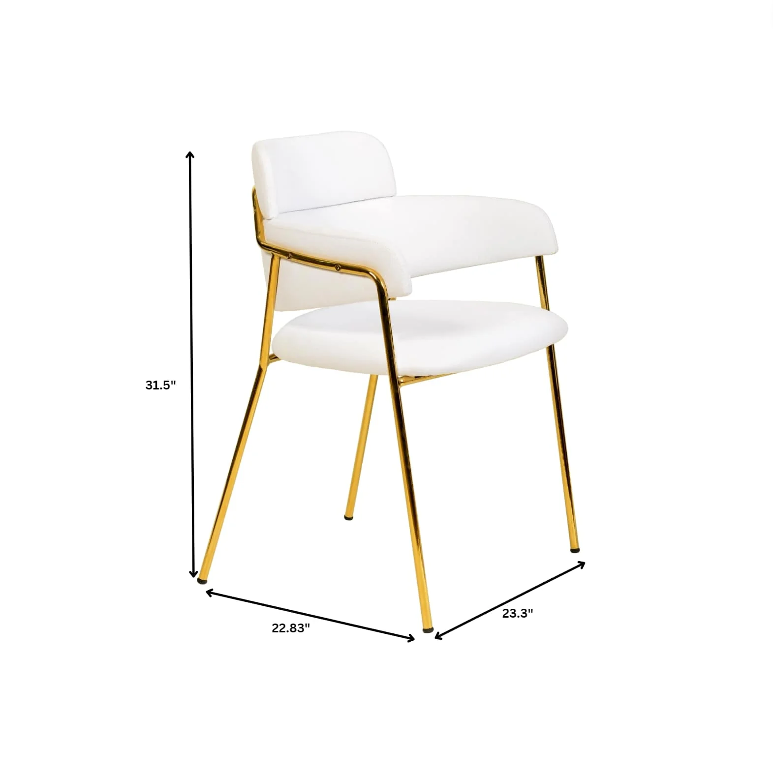 Axis Collection Modern Gold Dining Chair in White