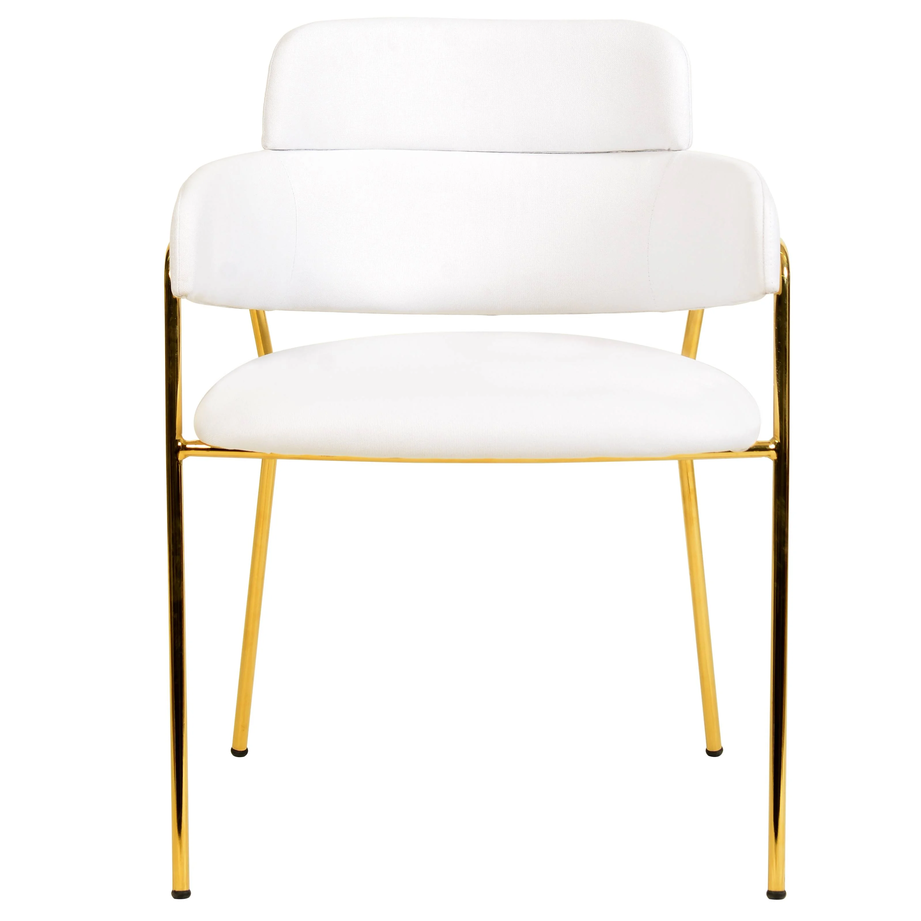 Axis Collection Modern Gold Dining Chair in White - Set of 2