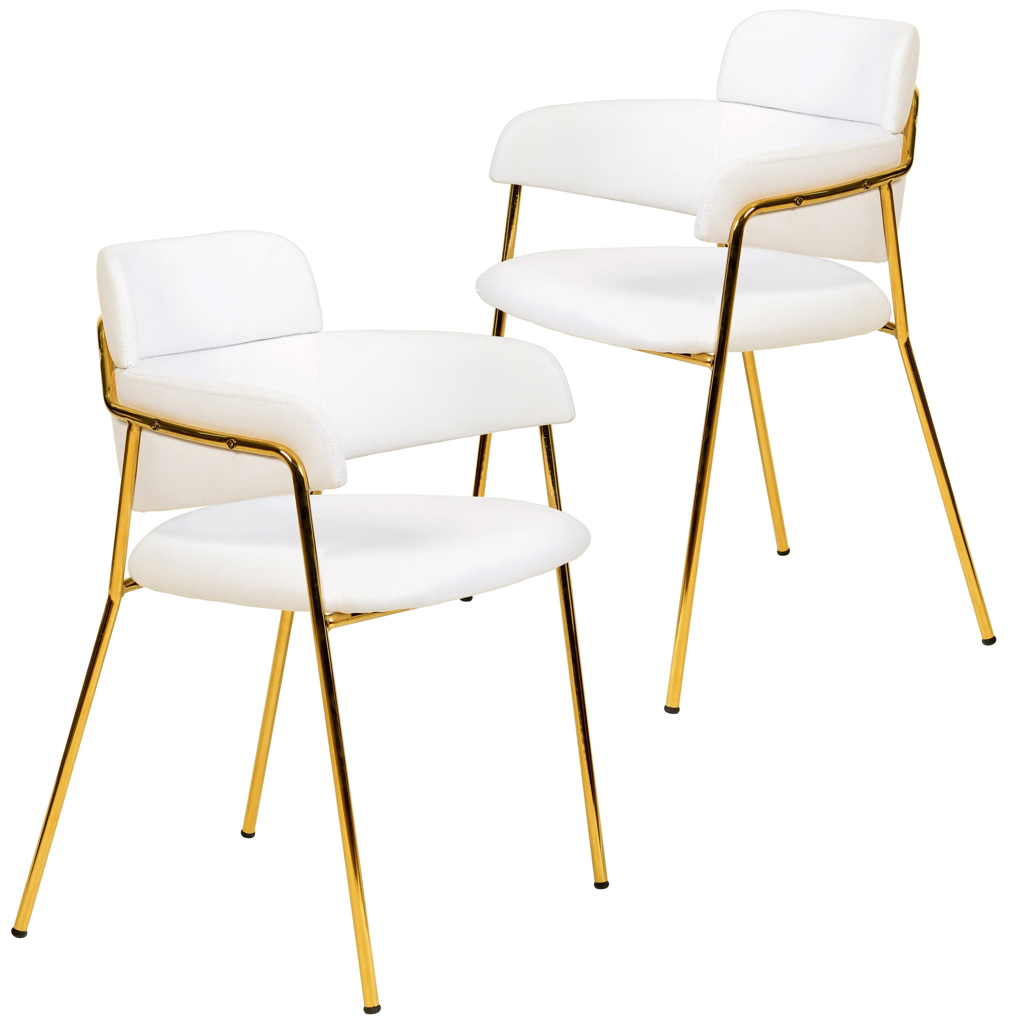 Axis Collection Modern Gold Dining Chair in White - Set of 2