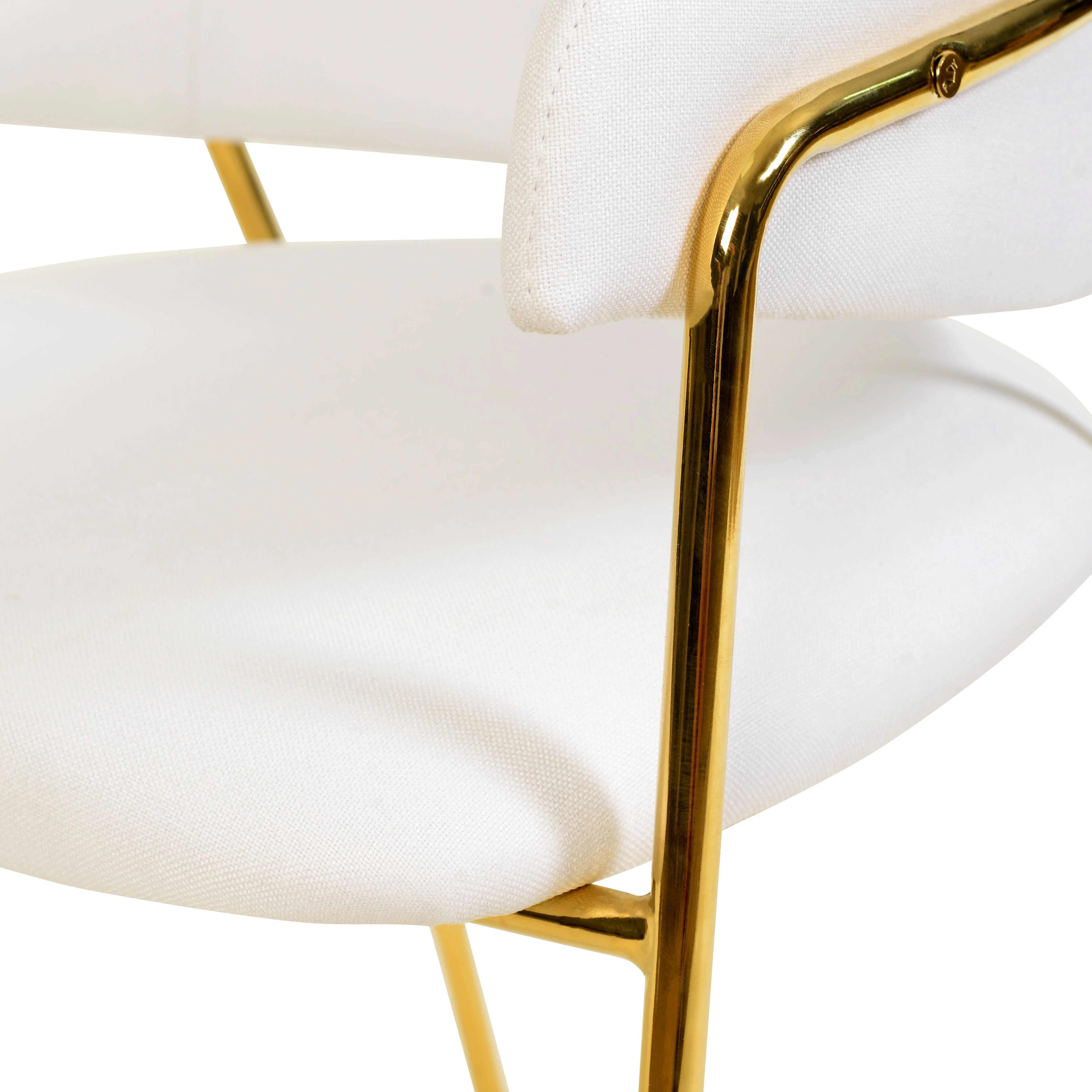 Axis Collection Modern Gold Dining Chair in White - Set of 4