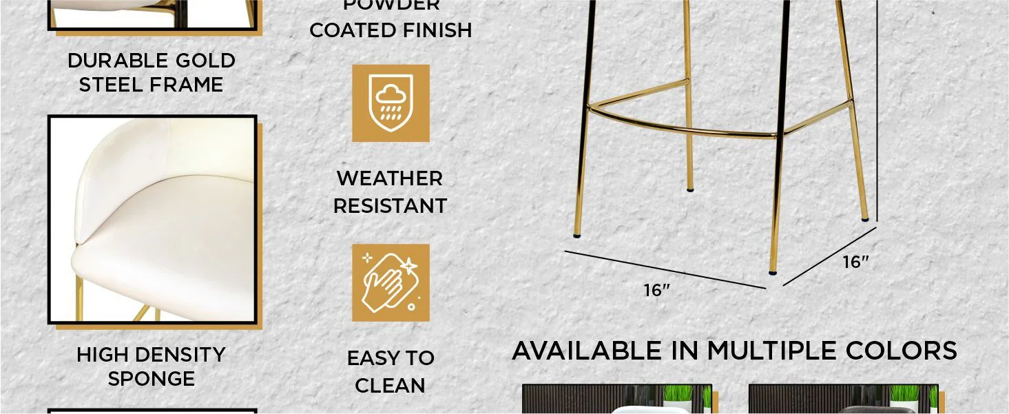 Axis Collection Modern Gold Bar height Chair in Biege