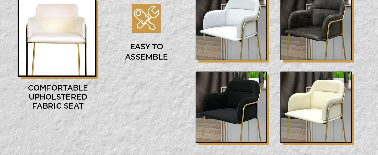 Axis Collection Modern Gold Bar height Chair in Biege