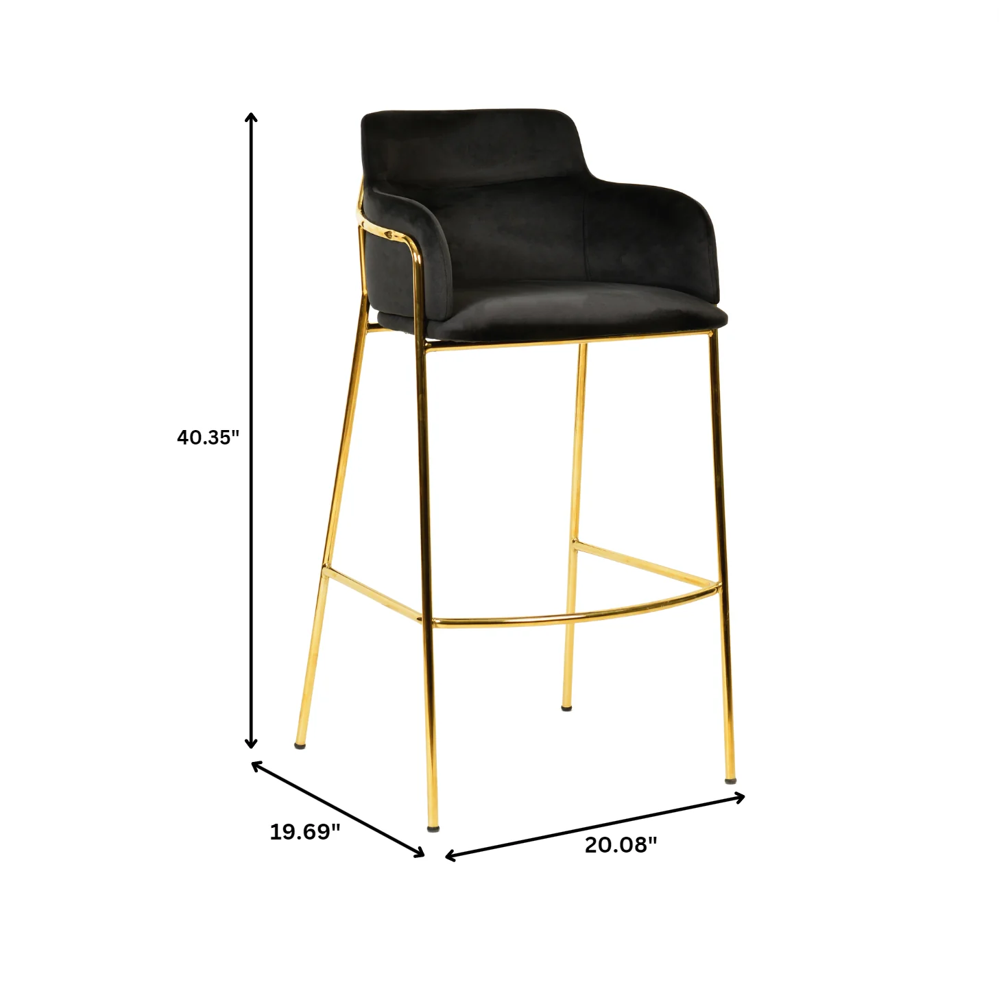 Axis Collection Modern Gold Bar height Chair in Black