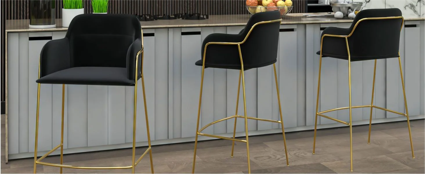 Axis Collection Modern Gold Bar height Chair in Charcoal