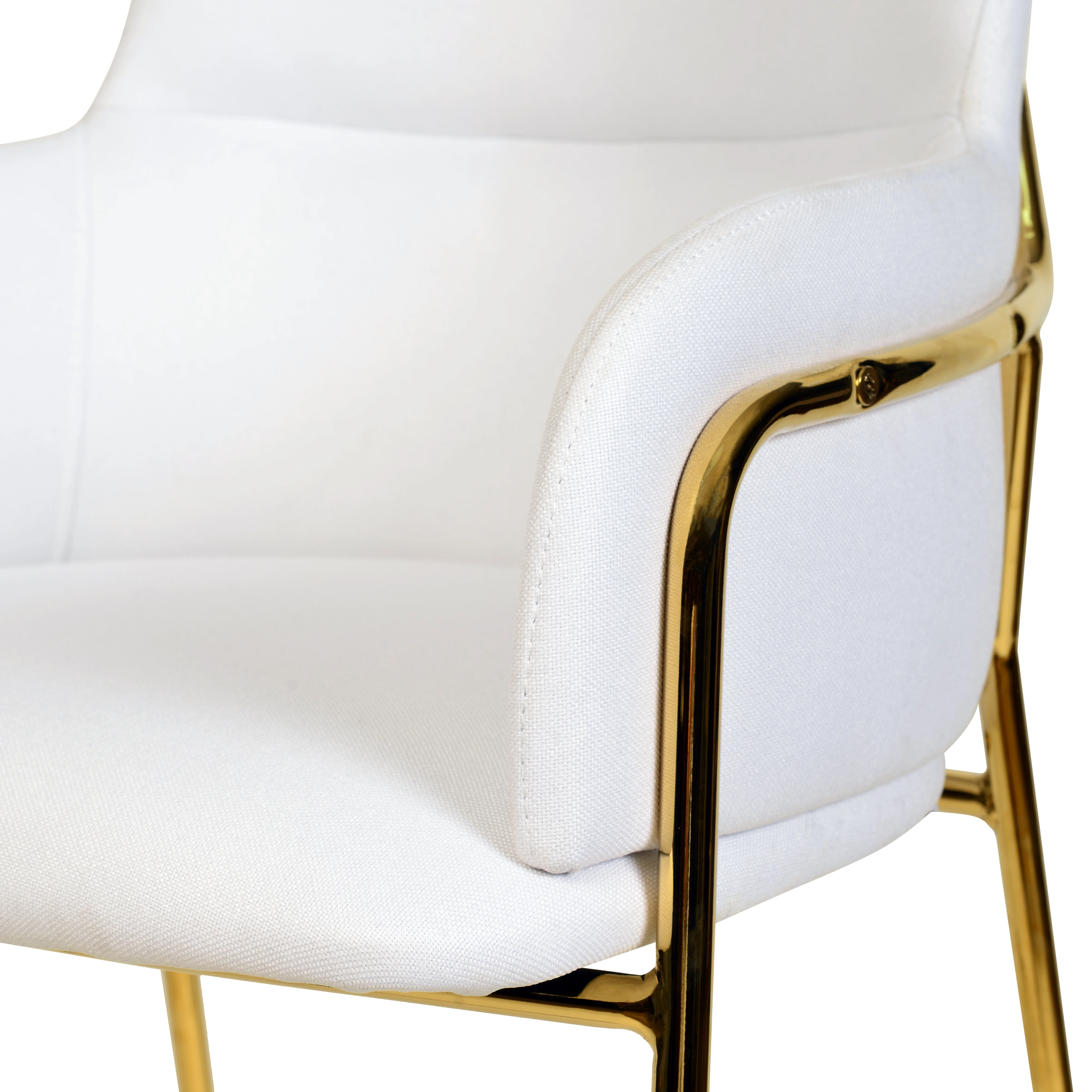 Axis Collection Modern Gold Bar height Chair in White