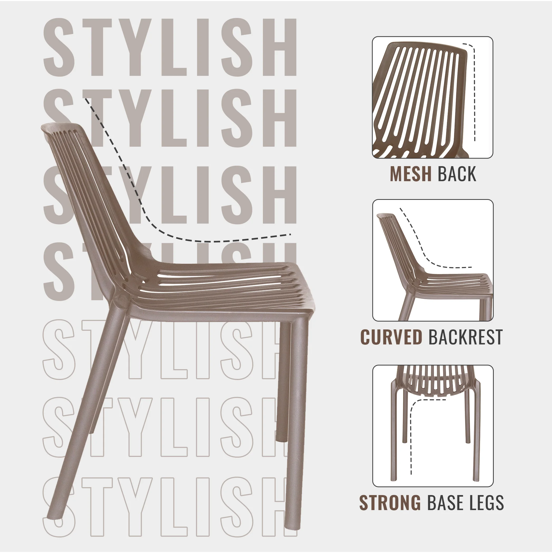 Acken Plastic Stackable Dining Chair