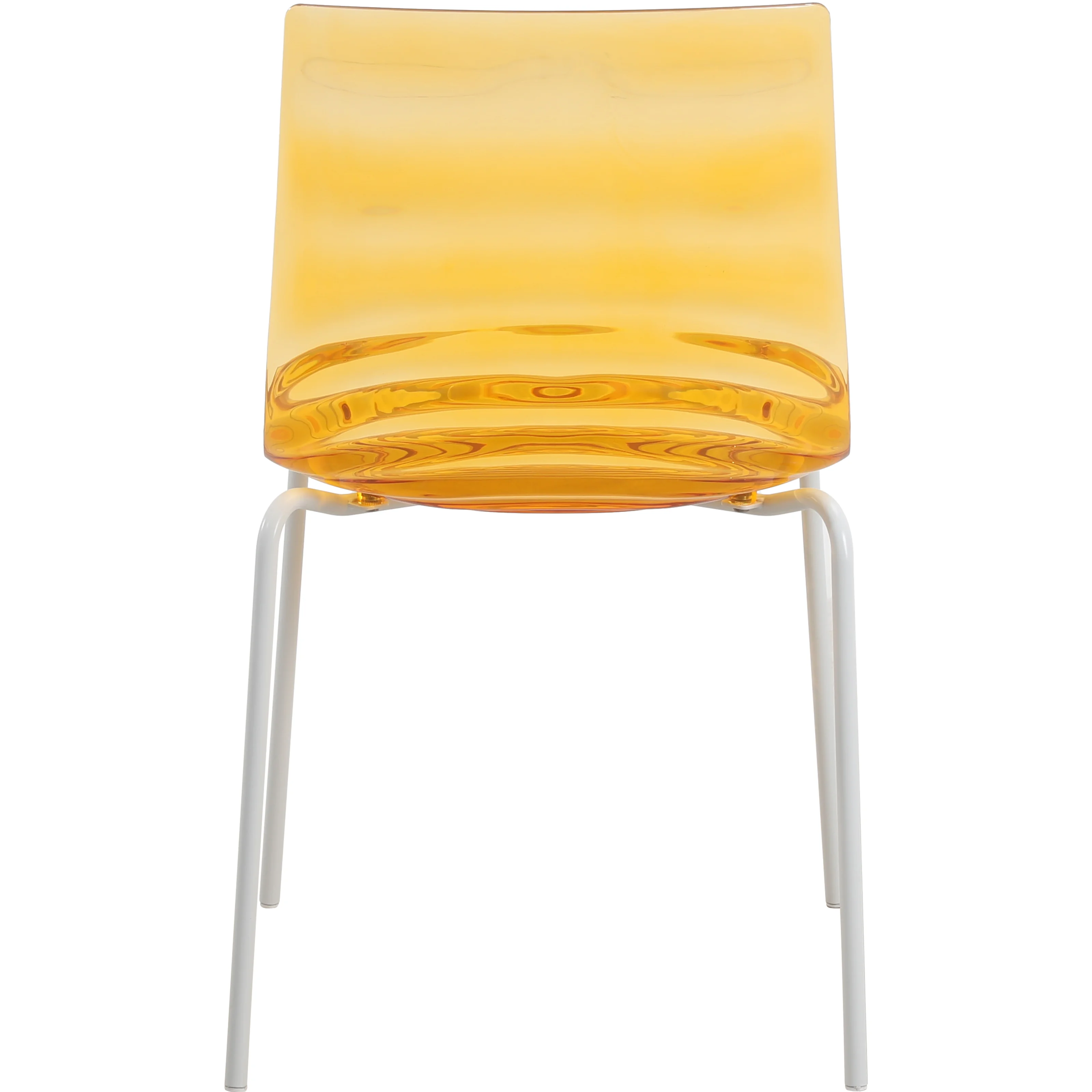 Astor Water Ripple Design Dining Chair in White Base Orange Seat Set of 4