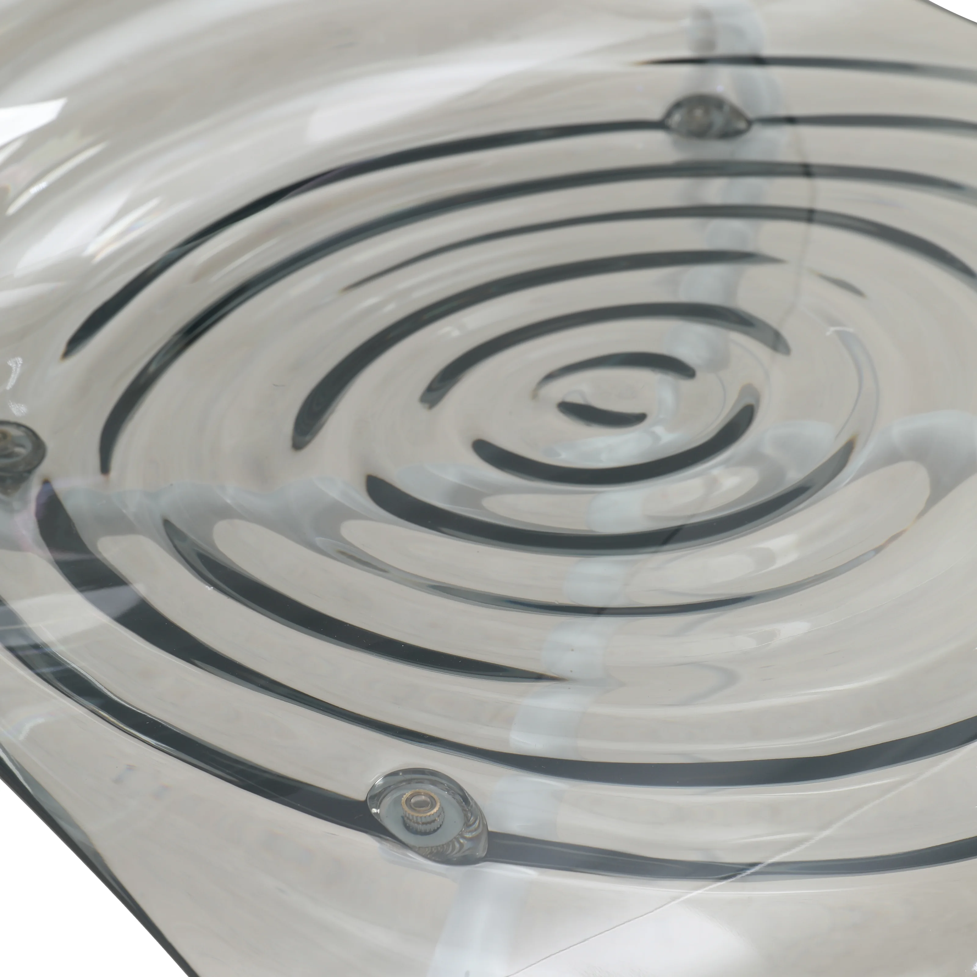 Astor Water Ripple Design Dining Chair in White Base Trans Black Seat Set of 2