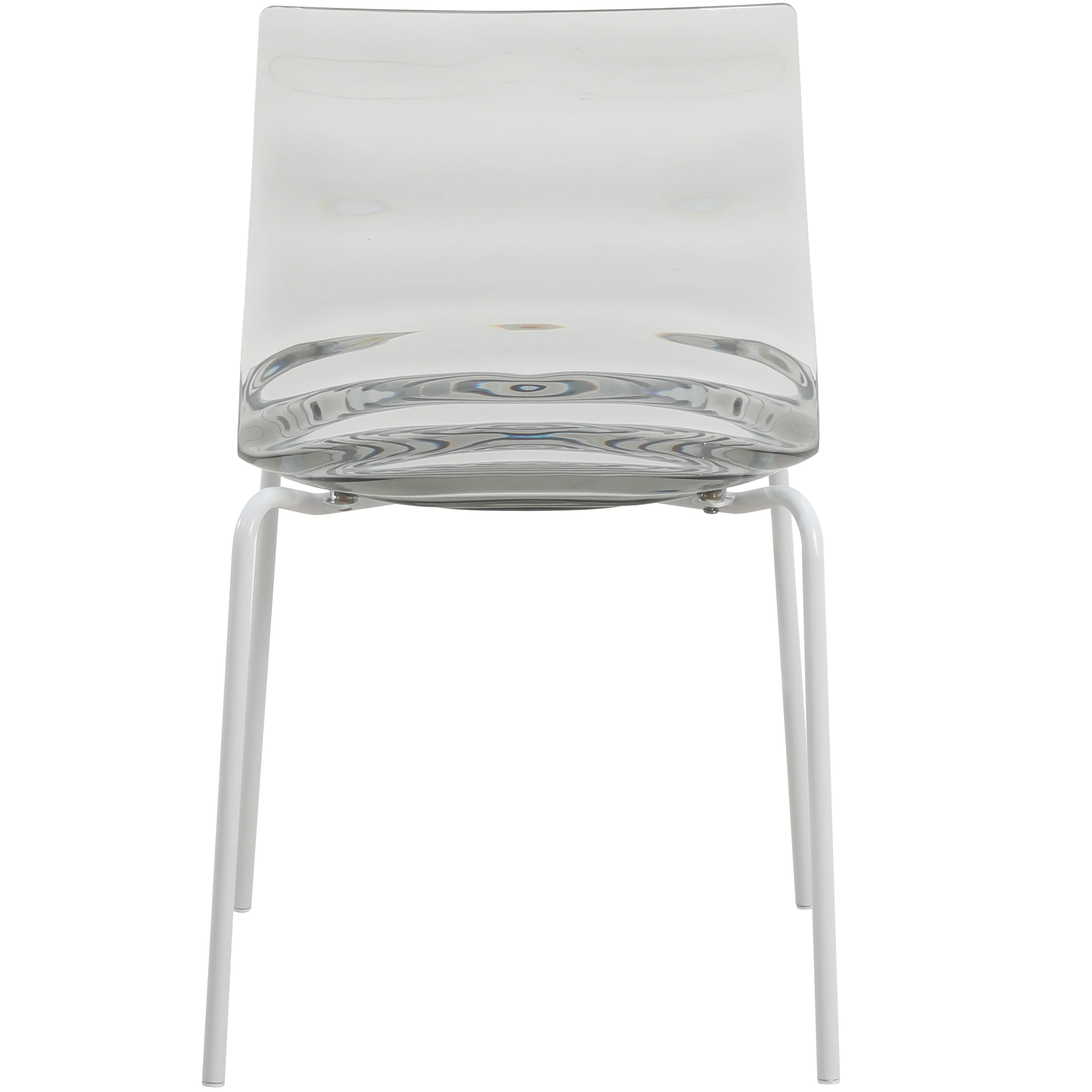 Astor Water Ripple Design Dining Chair in White Base Trans Black Seat Set of 4