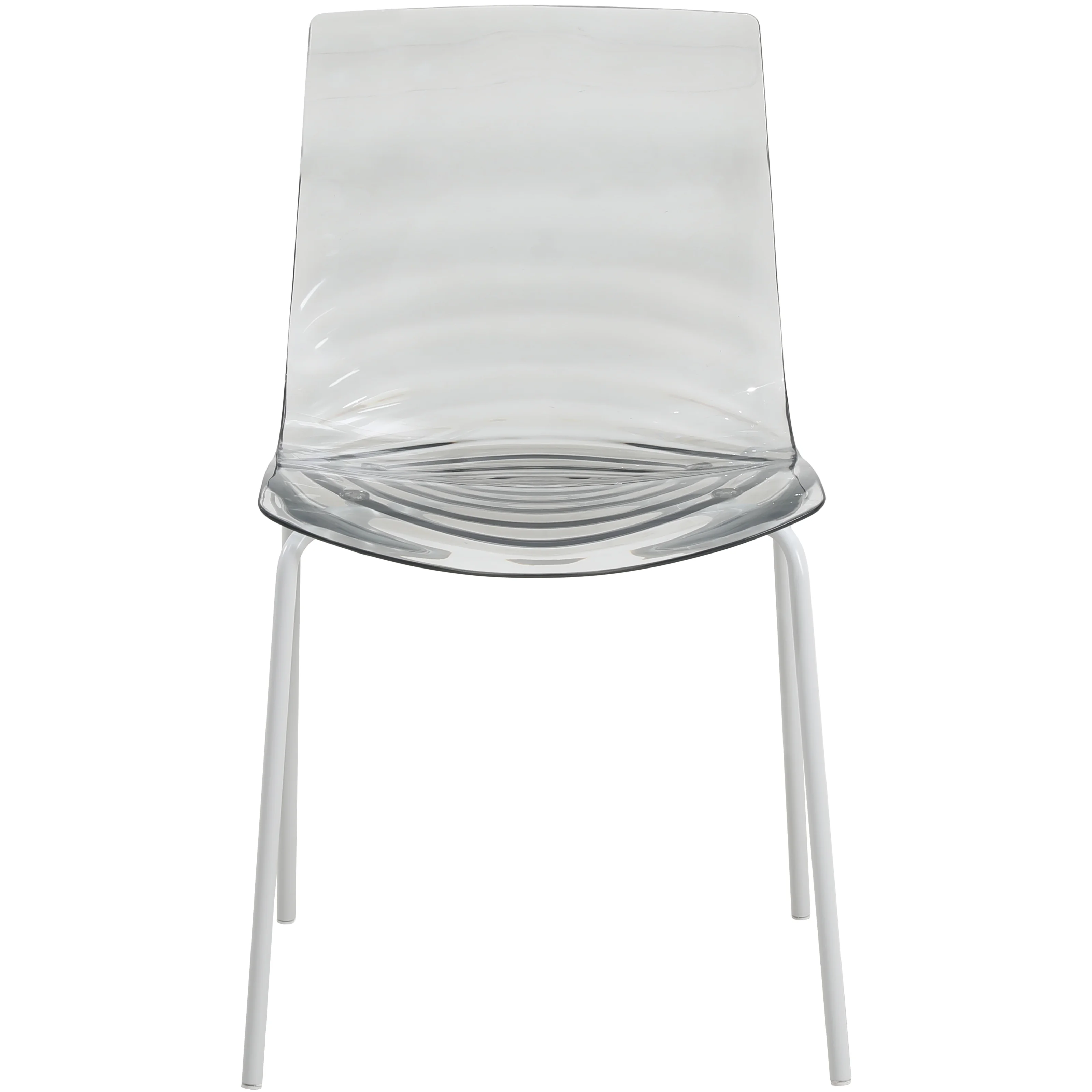 Astor Water Ripple Design Dining Chair in White Base Trans Black Seat Set of 4