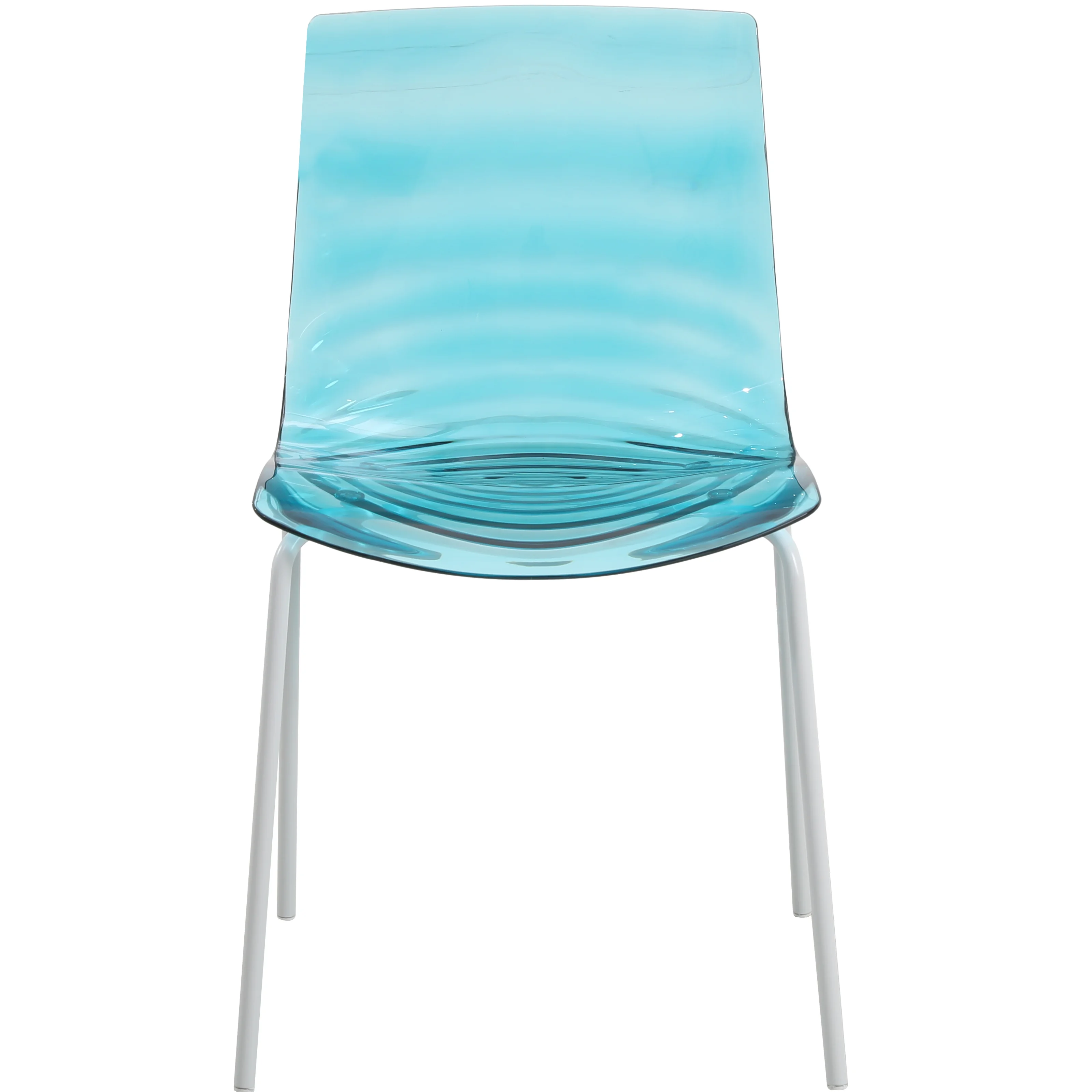 Astor Water Ripple Design Dining Chair in White Base Trans Blue Seat