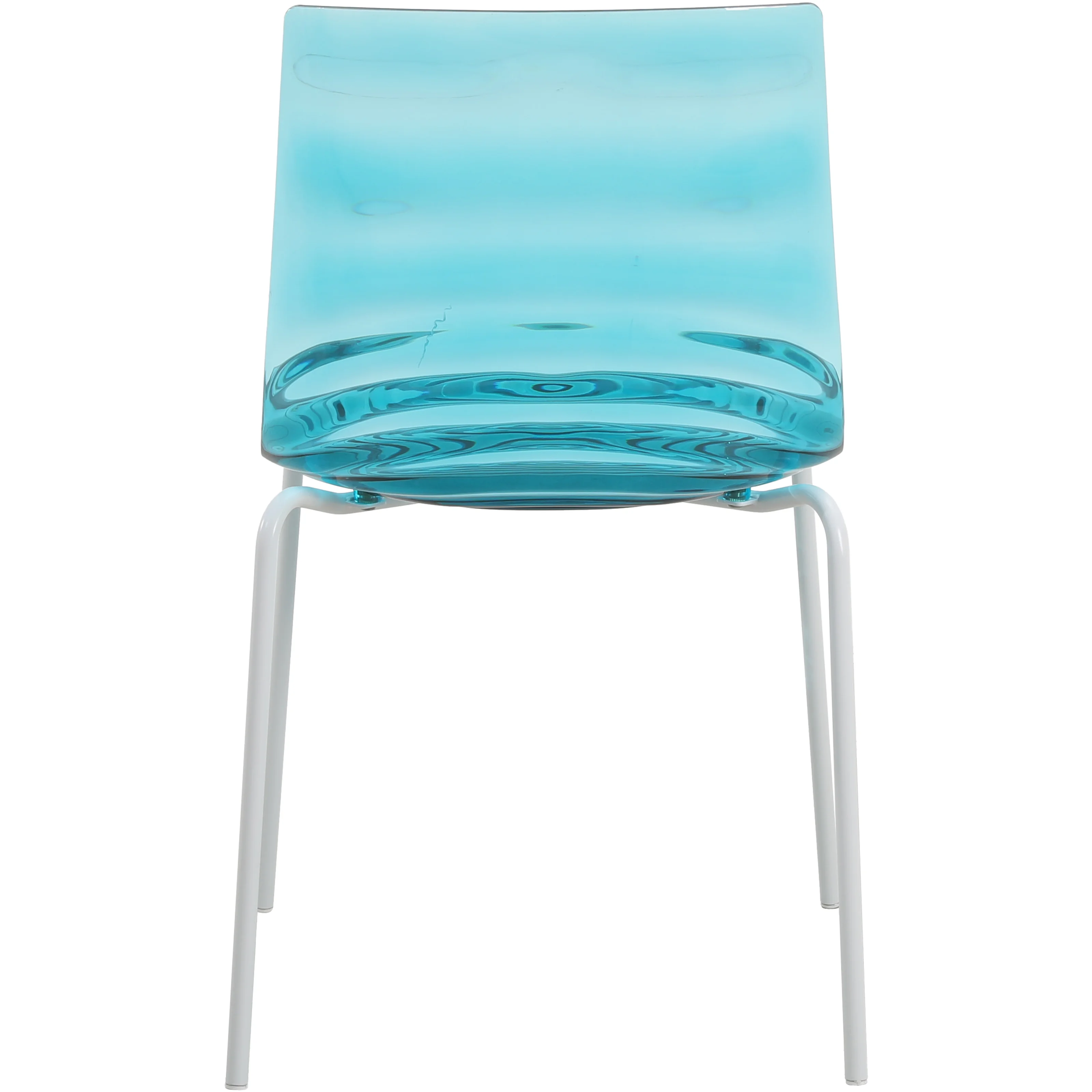 Astor Water Ripple Design Dining Chair in White Base Trans Blue Seat Set of 2