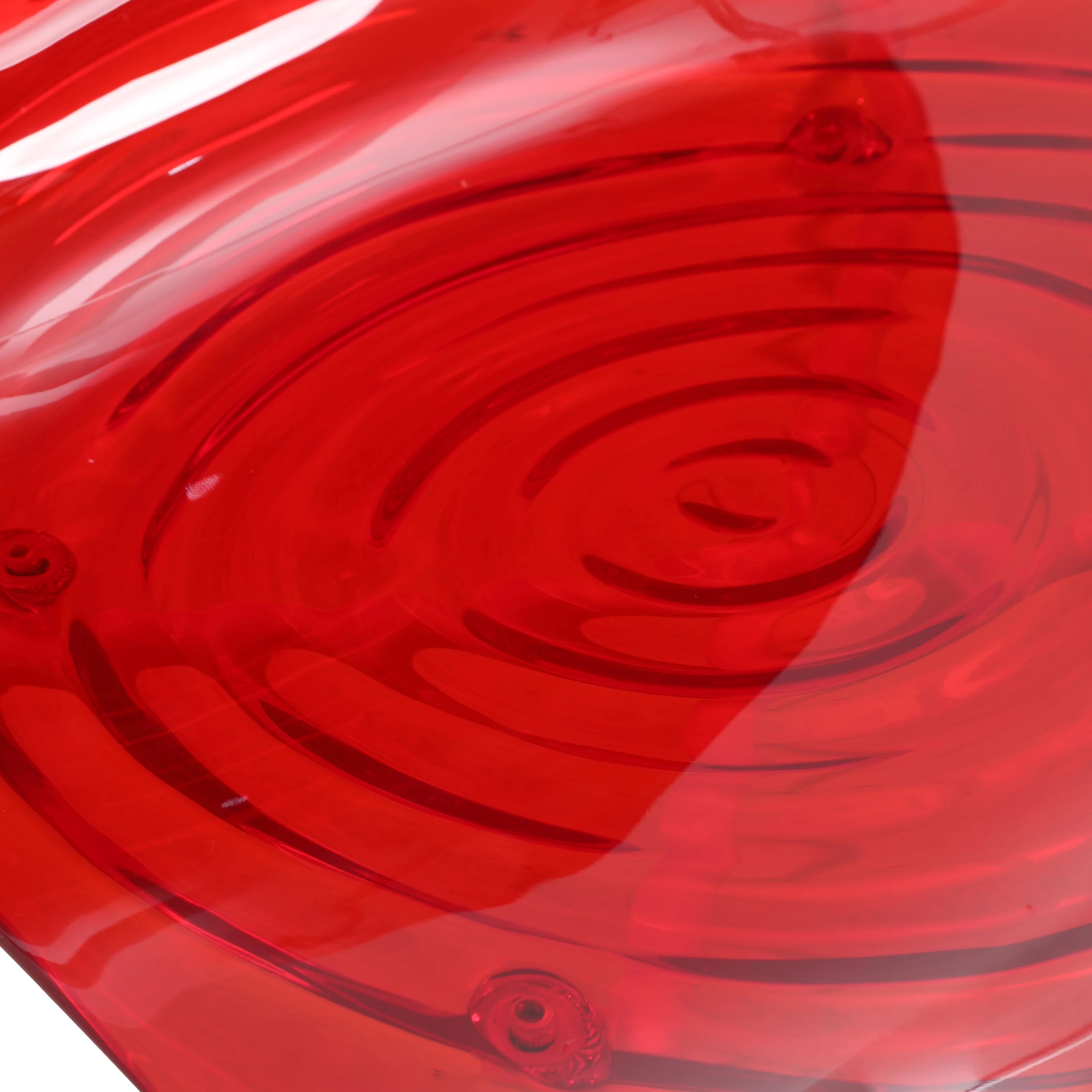 Astor Water Ripple Design Dining Chair in White Base Trans Red Seat Set of 4